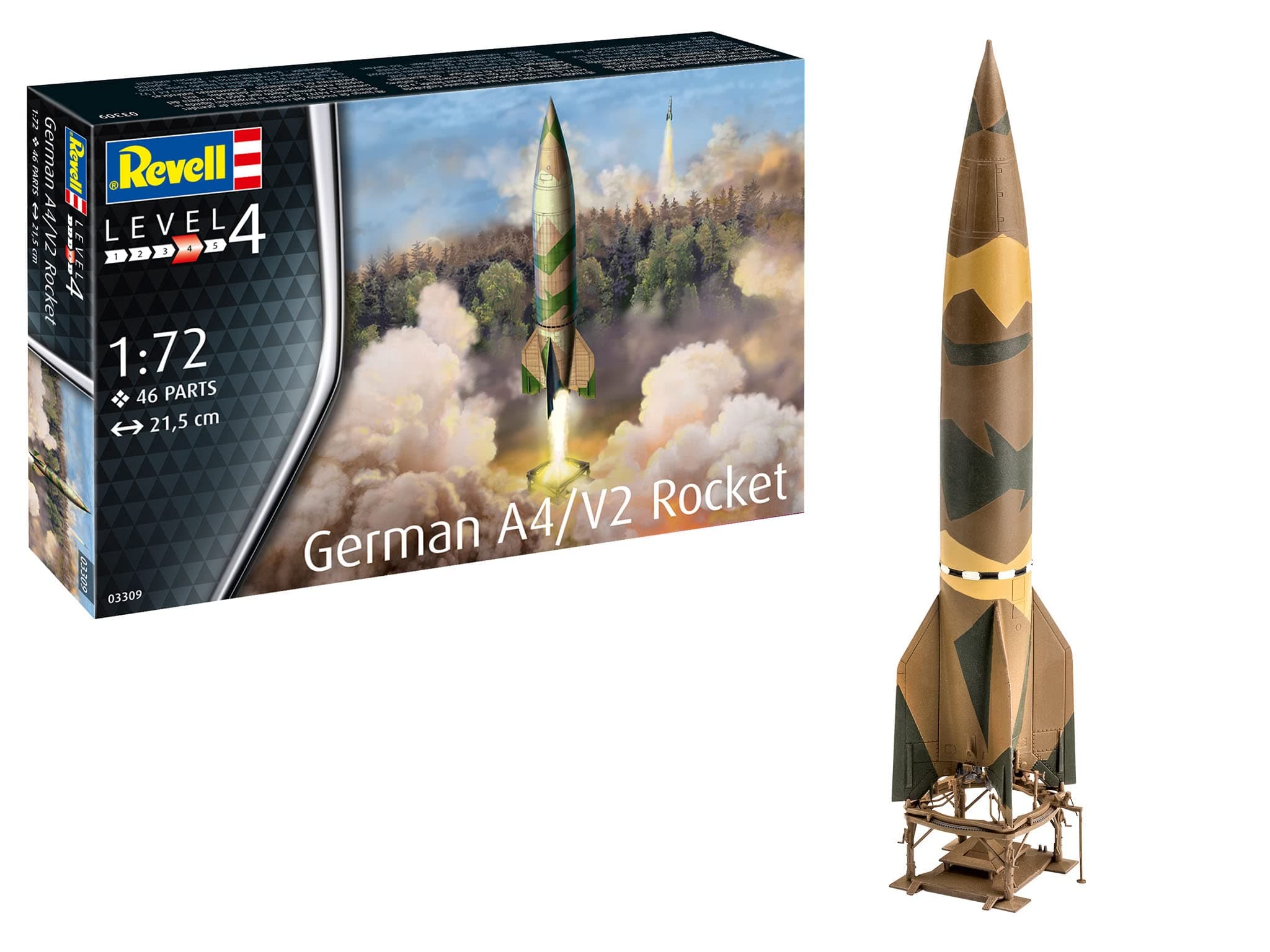 GmbH 03309 German A4/V2 Rocket Plastic Model Kit, Black & White, 1:72