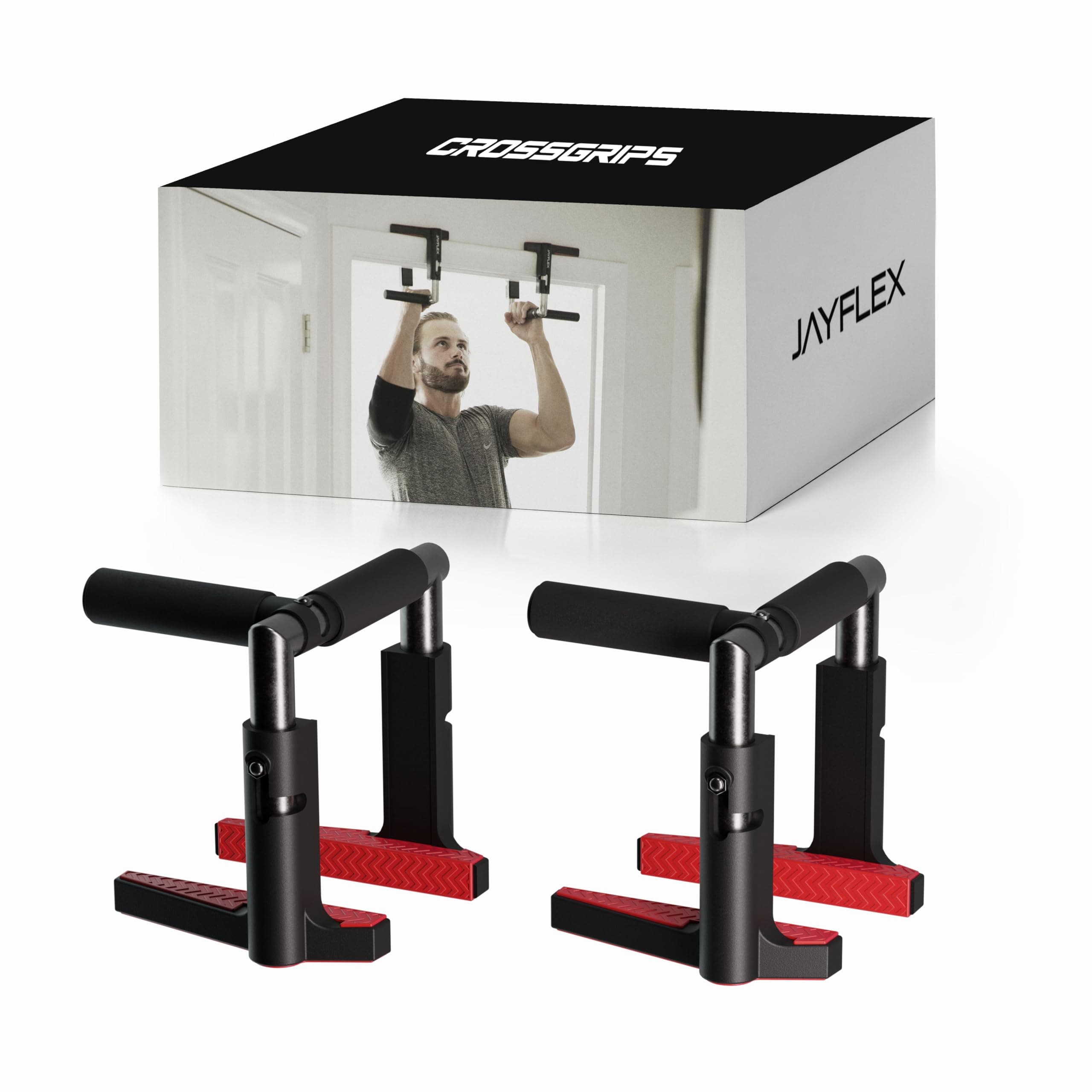 Jayflex CrossGrips Compact Pull Up Bar - Pull Up Bar Door Frame for Work from Home Fitness - Adjustable Door Frame Pullup Bar Handles - 250 lbs Capacity