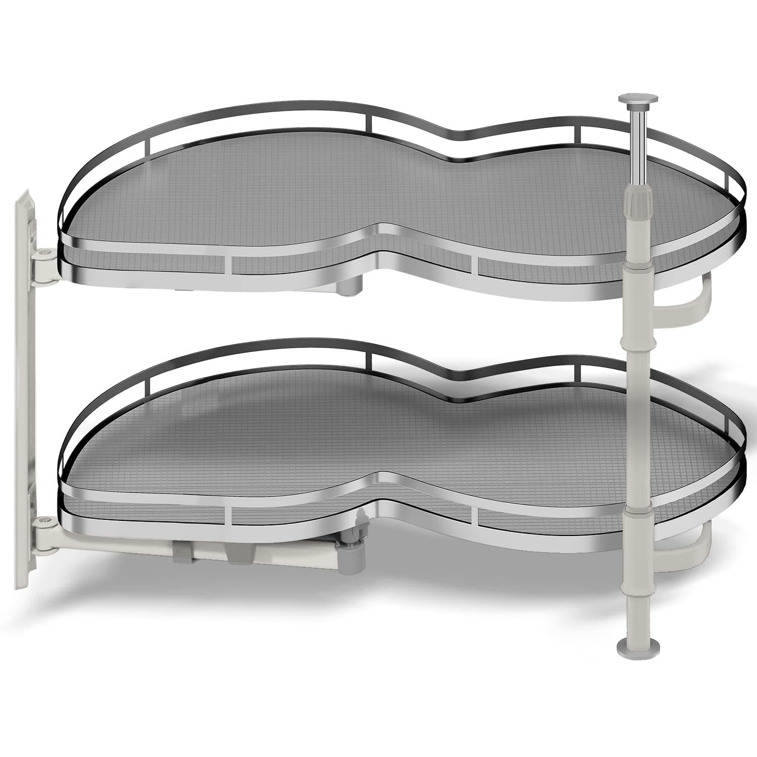 Blind Corner Cabinet Pull Out Organizer, Soft Close Swing Left Pull Out Cabinet Organizer 26 inch, Corner Cabinet Lazy Susan for Cabinet Blind Shelf, 2 Tiers Tray, Adjustable Height