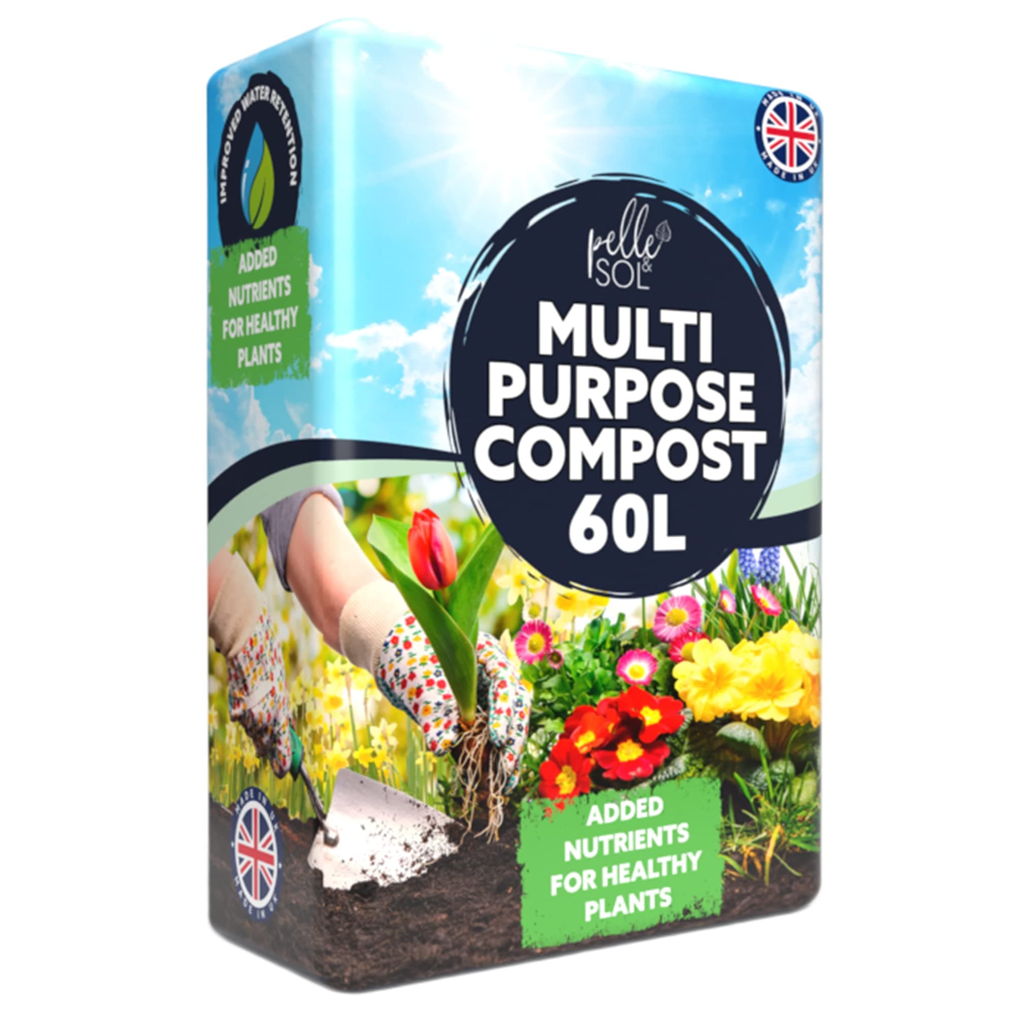 60L Multi Purpose Compost - Compost for Outdoor Plants & Soil for Plants Indoors - Potting Soil for Pots Plants Outdoor - All Purpose Nutrient Rich Fertiliser, Houseplant Potting Mix