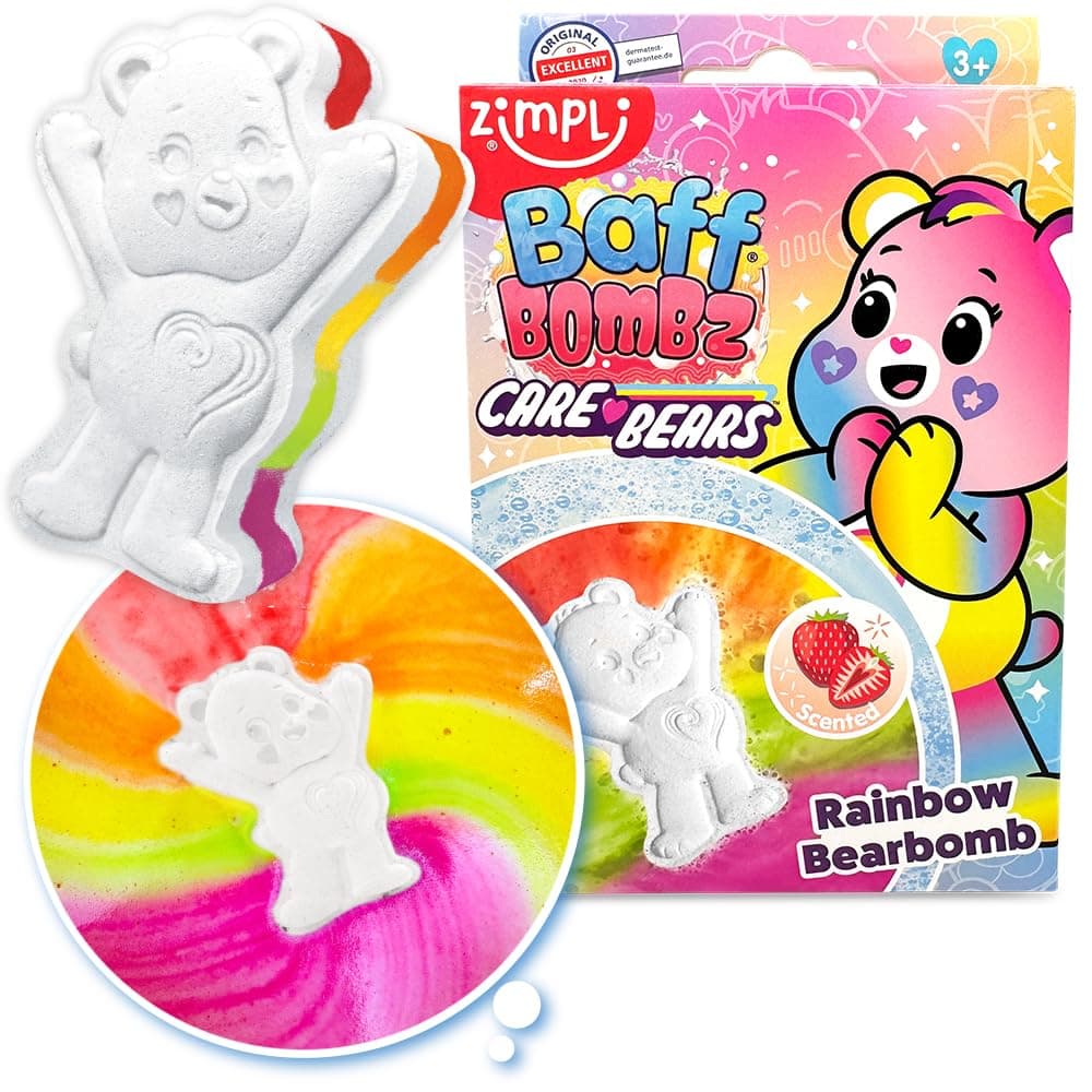 Large Care Bears Baff Bombz, Rainbow Special Effect Bath Bomb, Bath Toy for Children, Bath Bomb Fizzers