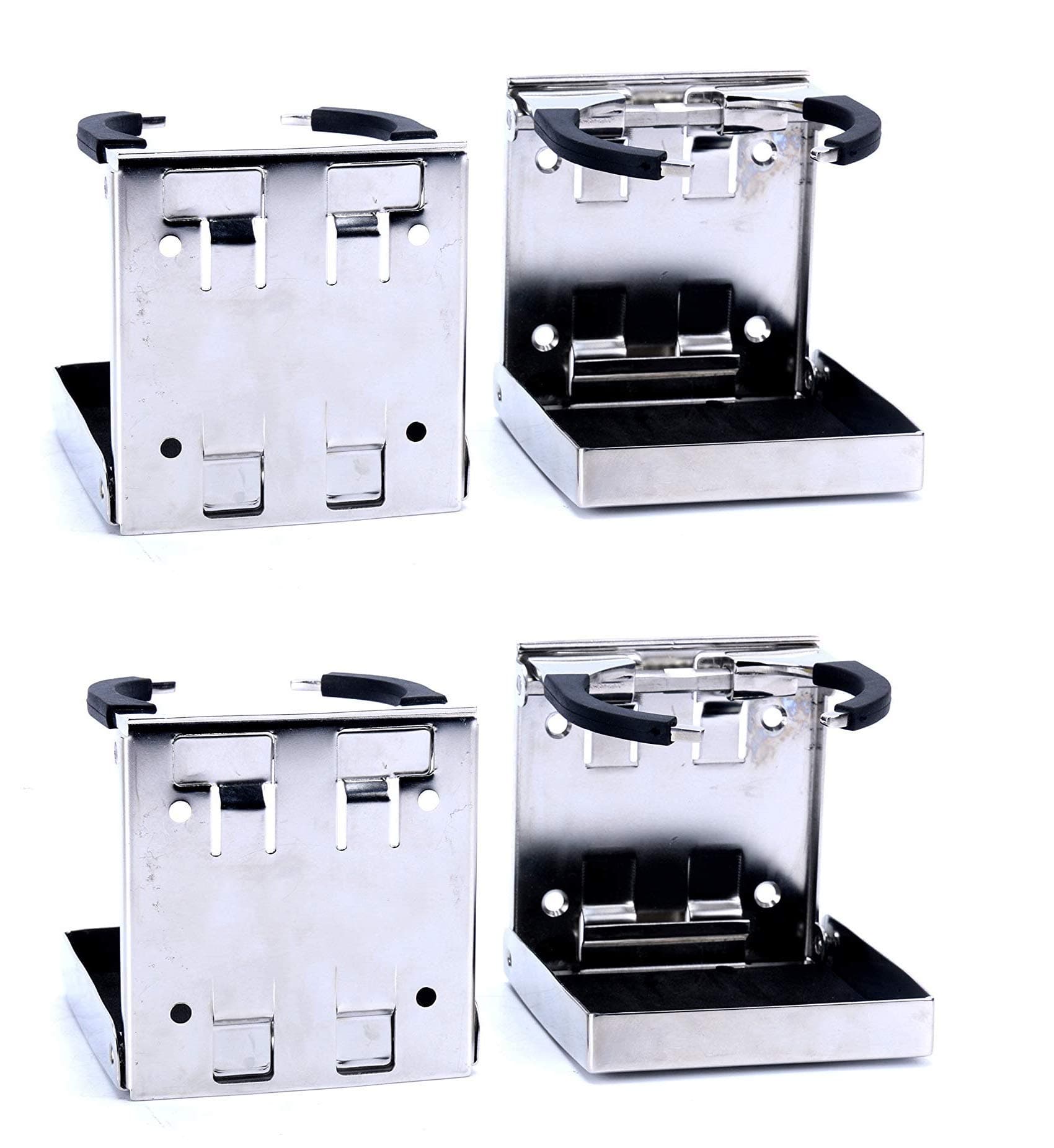 Amarine Made 4-Pack Stainless Steel Adjustable Folding Cup Holder, Folding Cup Holder for Boat/Marine/RV/Car, Boat Cup Holders for Drinks, Marine Stainless Cup Holder, Folding Drink Holders