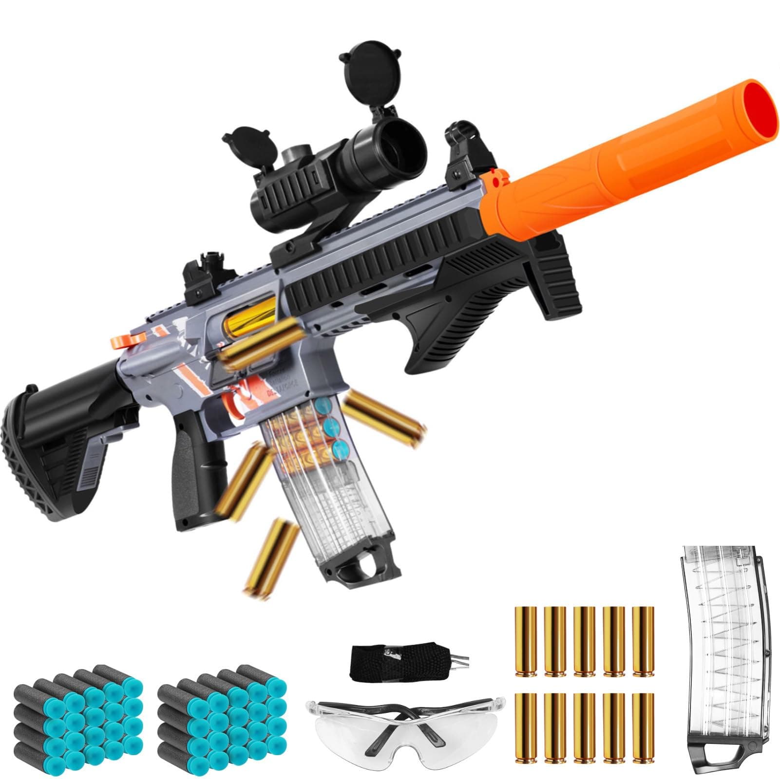 Bugrtey Sniper Rifle Shell Ejecting Toy Gun with 40 Soft Bullets 1 Scope 10 Shells, Soft Bullet Toy Guns for Outdoor Shooting Games Toys for Christmas Halloween Birthday Gifts