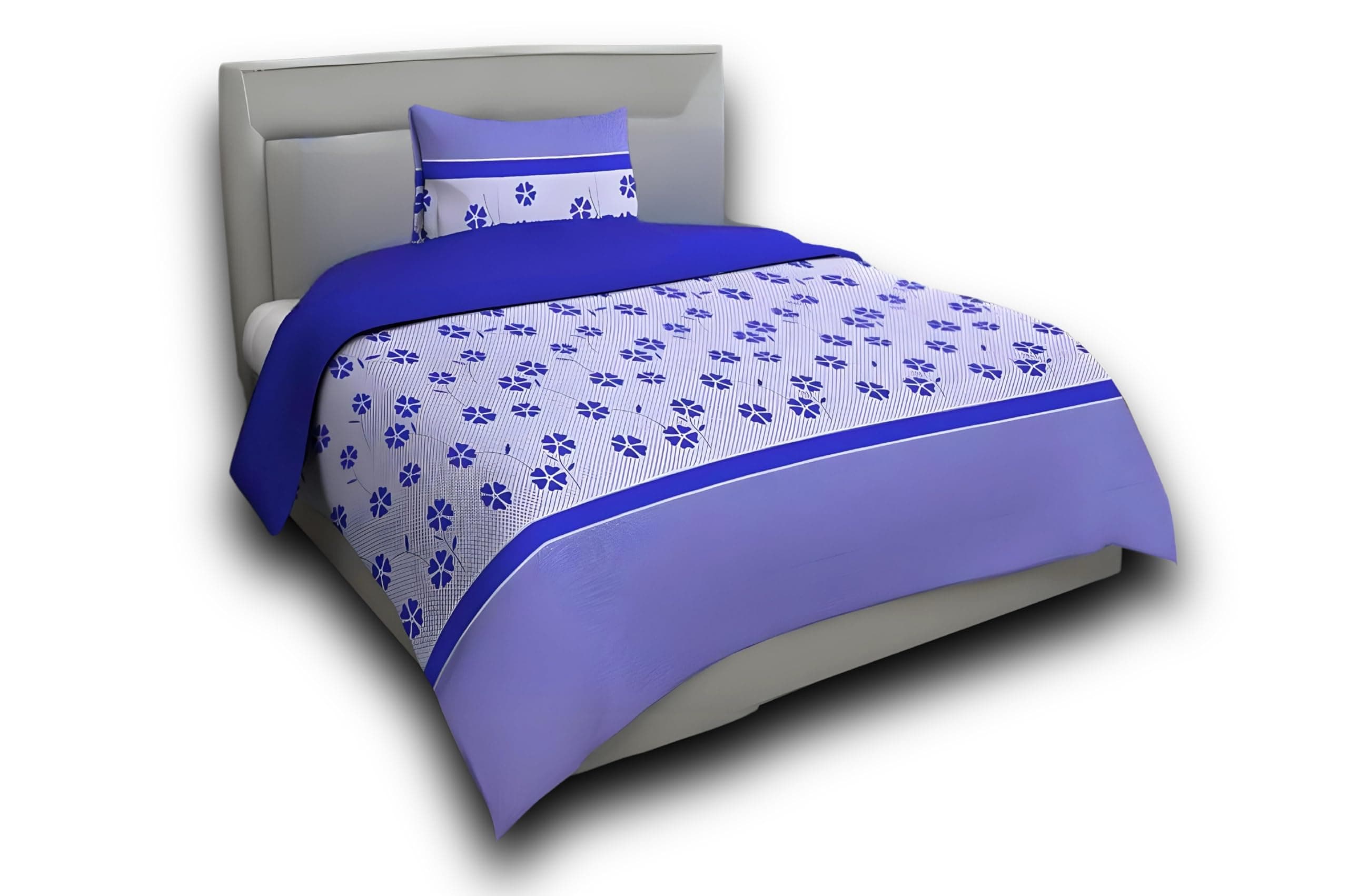 FEELINGS Twin Size Solid 100% Cotton Printed Single Bedsheet with Pillow Covers for Single/Coat/Diwan Bed Multicolor 100 gsm