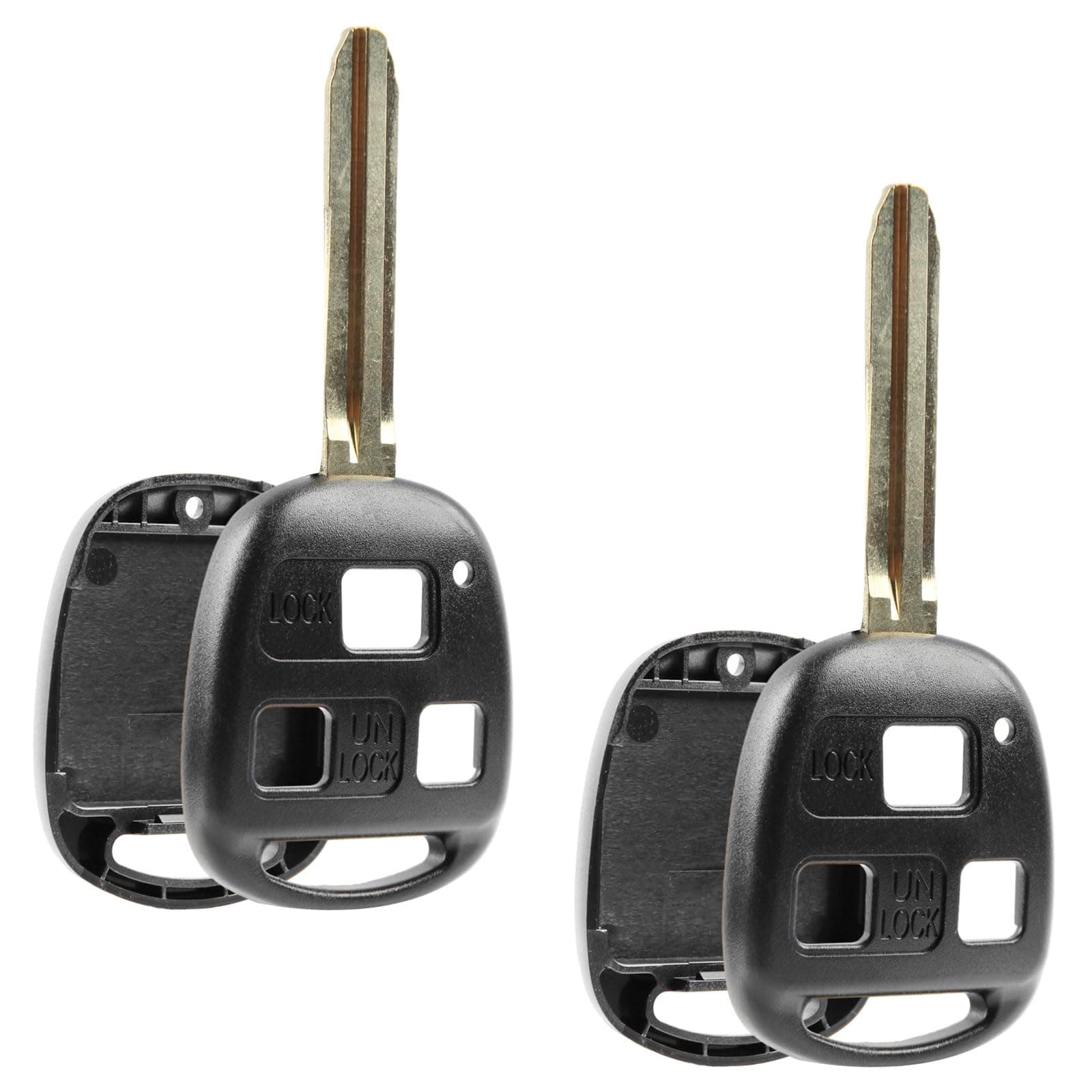 Key Fob Keyless Entry Remote Shell Case & Pad fits 1998-2007 Toyota Land Cruiser / 2008-2009 Toyota FJ Cruiser (HYQ1512V, 89070-60090), Set of 2