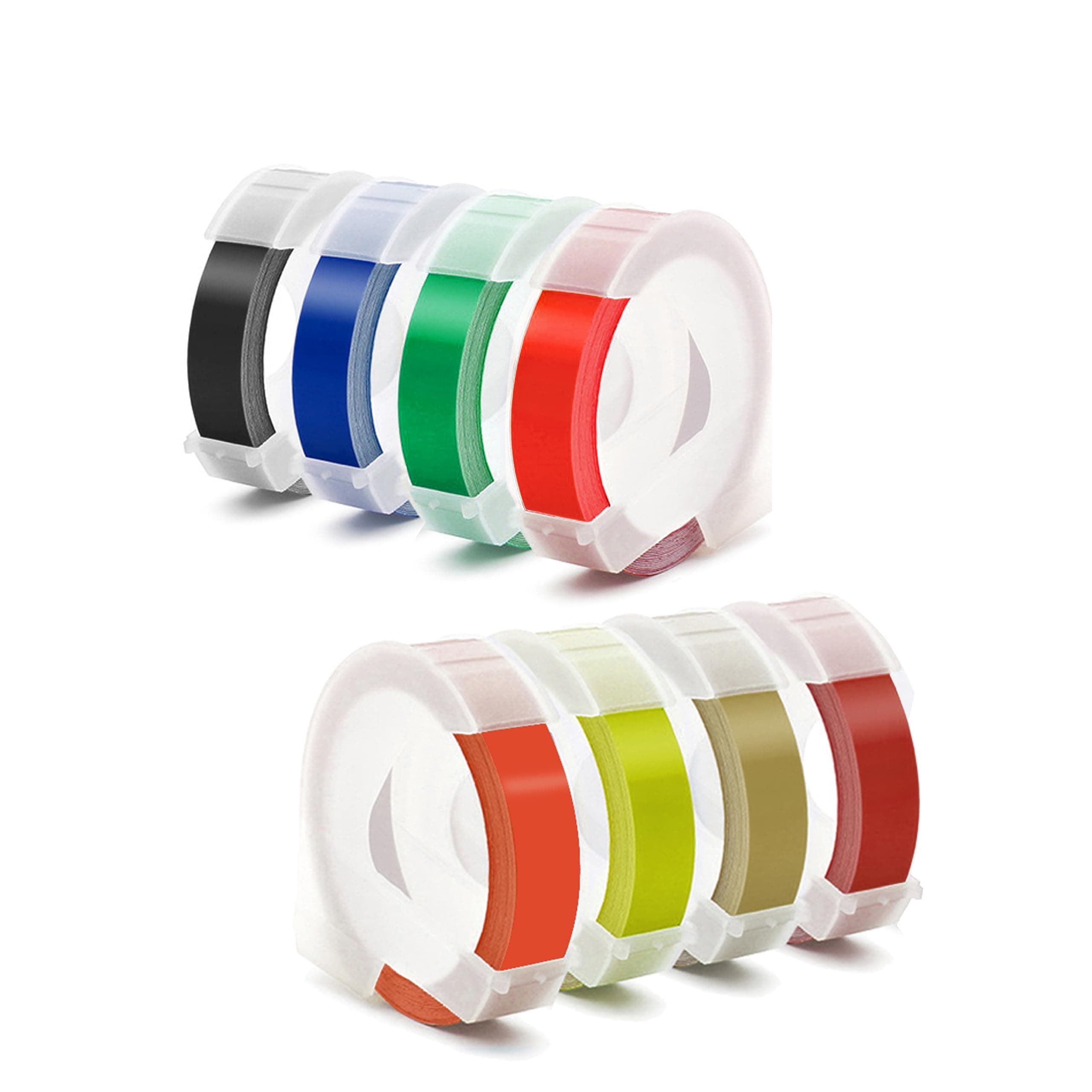 Methray Label Maker Tape Compatible with Dymo Embossing Label Maker, 1/2''x 9.8' Colorful 3D Plastic Office Mate II Tape Compatible with Dymo Embossing 35800