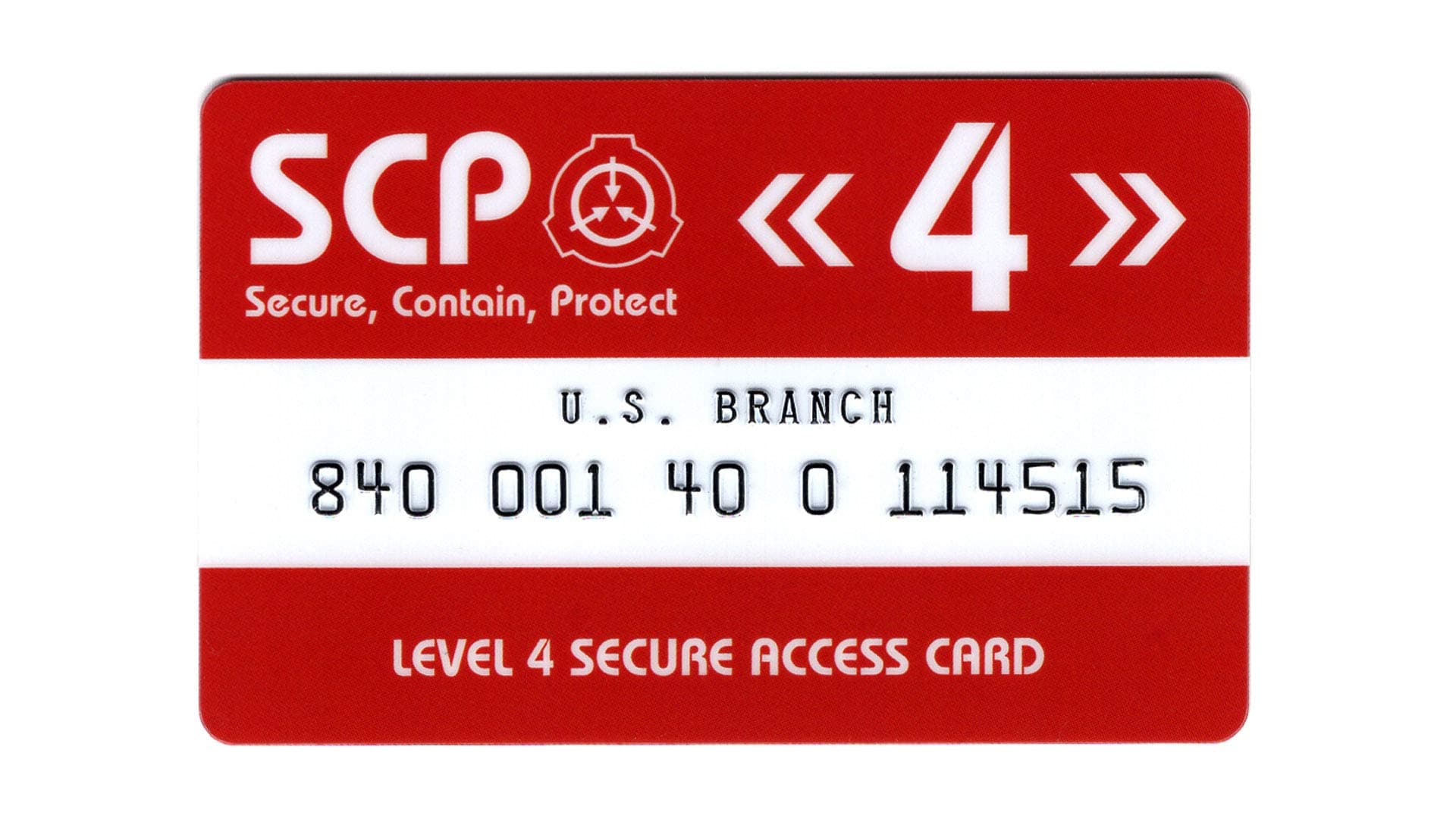 HOKUSHIN SCP Foundation Secure Access Card Level 4 U.S. Branch - Red Solid Anime Style Unisex Kids Wallet with Secure and Unique Design