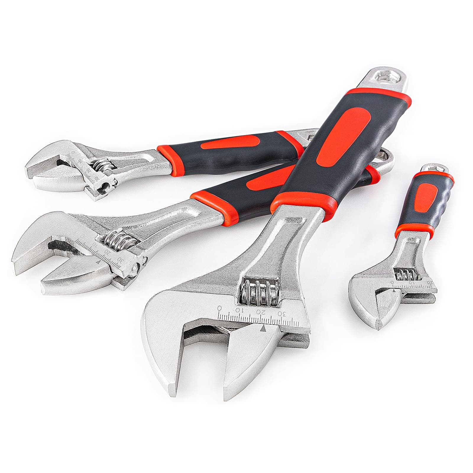 Navegando 4-Piece Adjustable Spanner Set with Reversible Wide Opening Jaws - Soft Grip Handles, Ideal for DIY and Professional Use