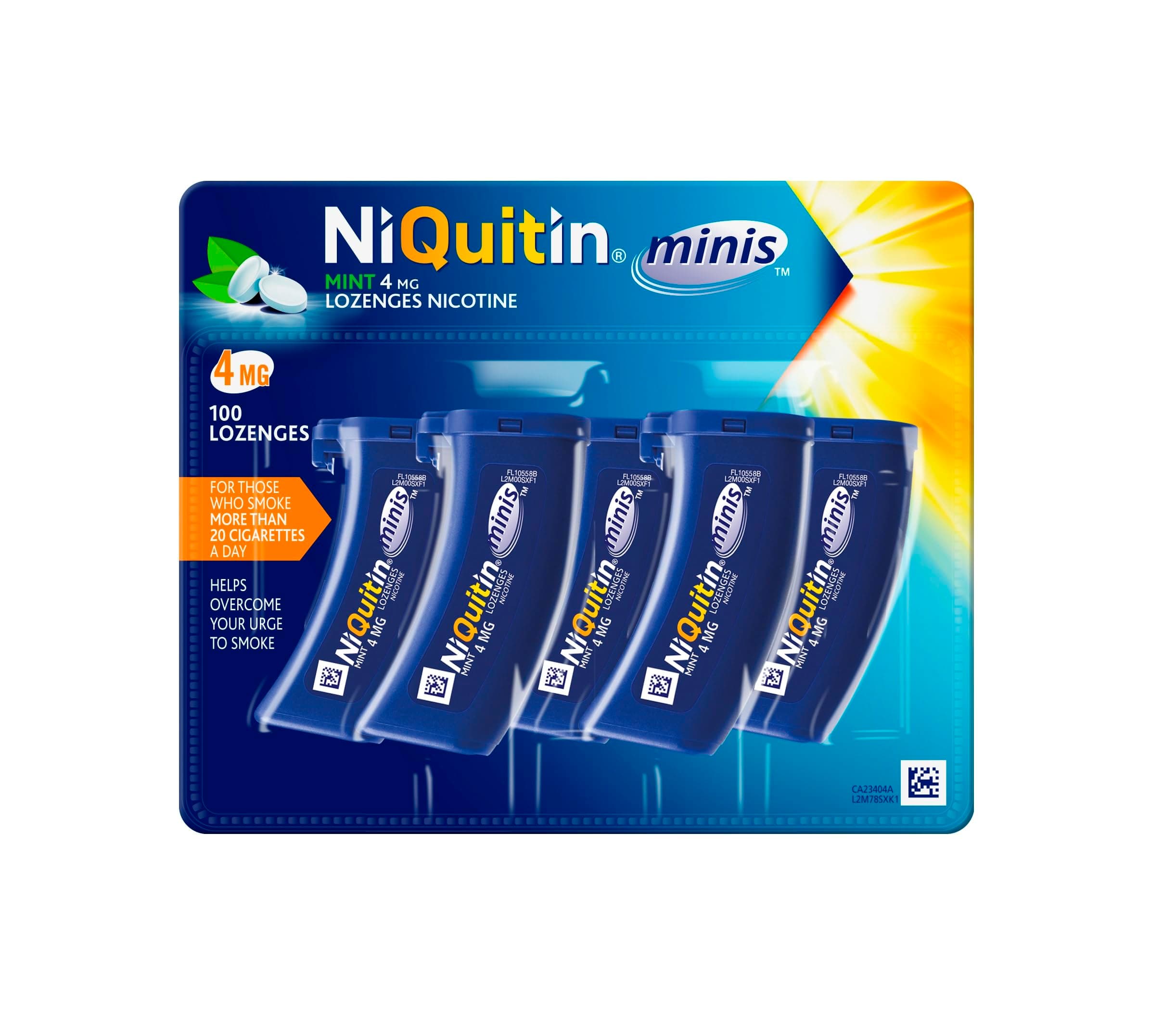 NiQuitin 4mg Minis Mint Lozenges - Mint Flavour (5 x Pack of 20 Minis Nicotine Lozenges) - On The Go Oral Stop Smoking and Vaping Aid - Pocket Sized Containers