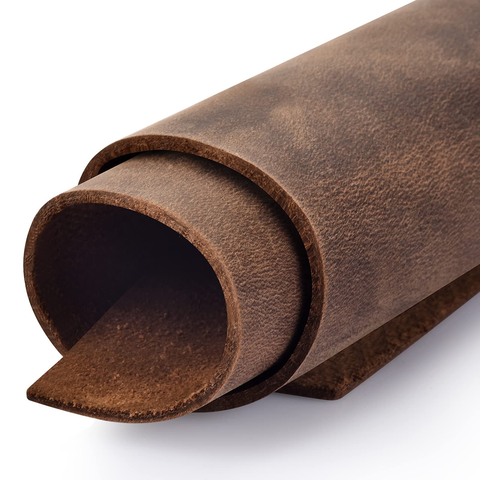 Genuine Leather Tooling Sheets 1.8-2.0MM Thick Genuine Top Full Grain Oil Tan Crazy Horse Cowhide Leather Sheets for Crafts Tooling Sewing Wallet Earring Hobby (Black Brown, 8"x12")