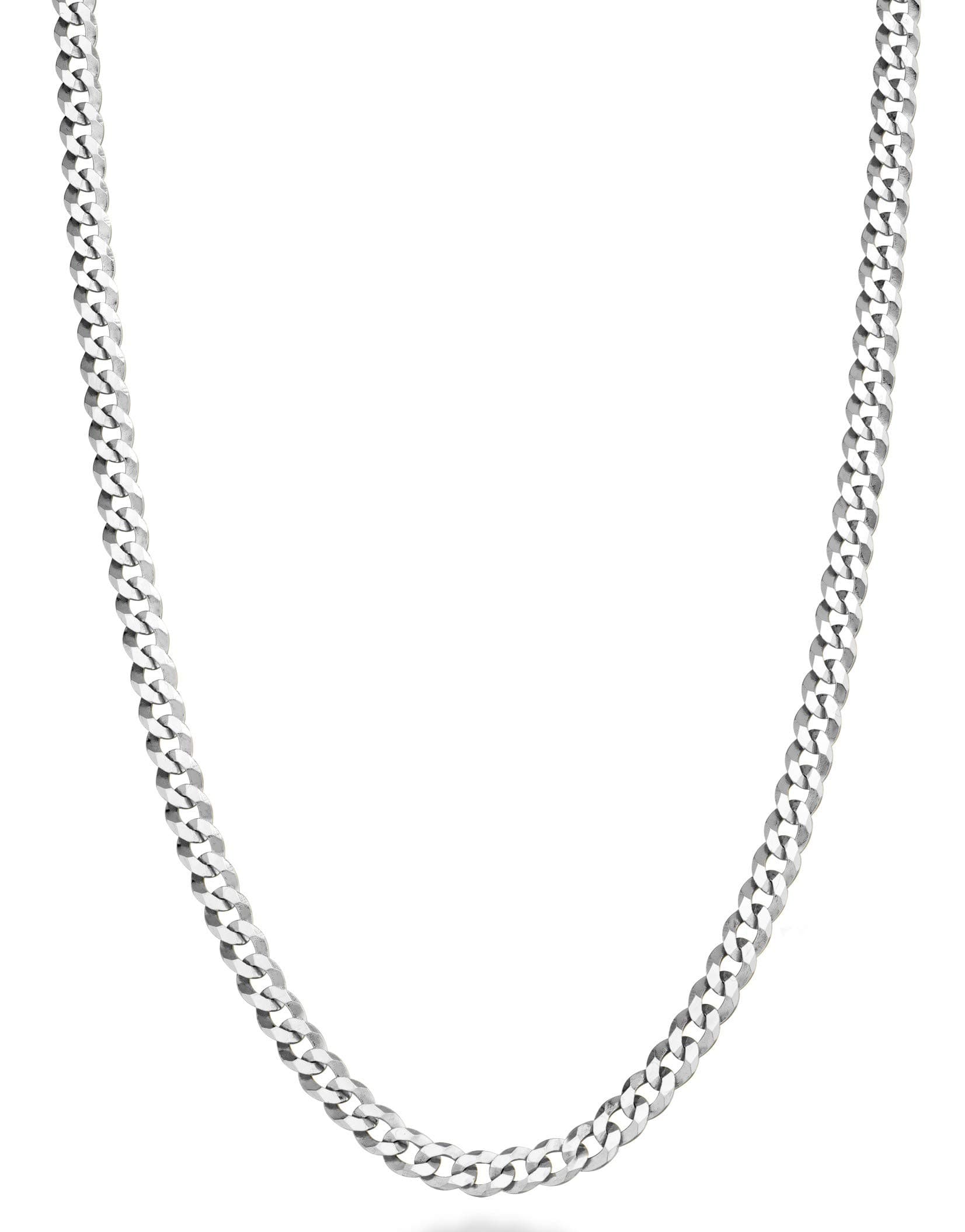 Italian Solid 925 Sterling Silver 3.5mm Diamond Cut Cuban Link Curb Chain Necklace for Women Men, Made in Italy
