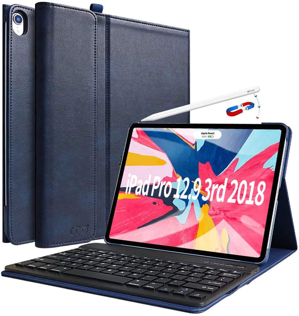 COO iPad Pro 12.9 Case with Keyboard 2018 3rd Gen Wireless Bluetooth Keyboard - Support Apple Pencil Charging - Magnetic Cover - Not for 2017/2015 Released 12.9"
