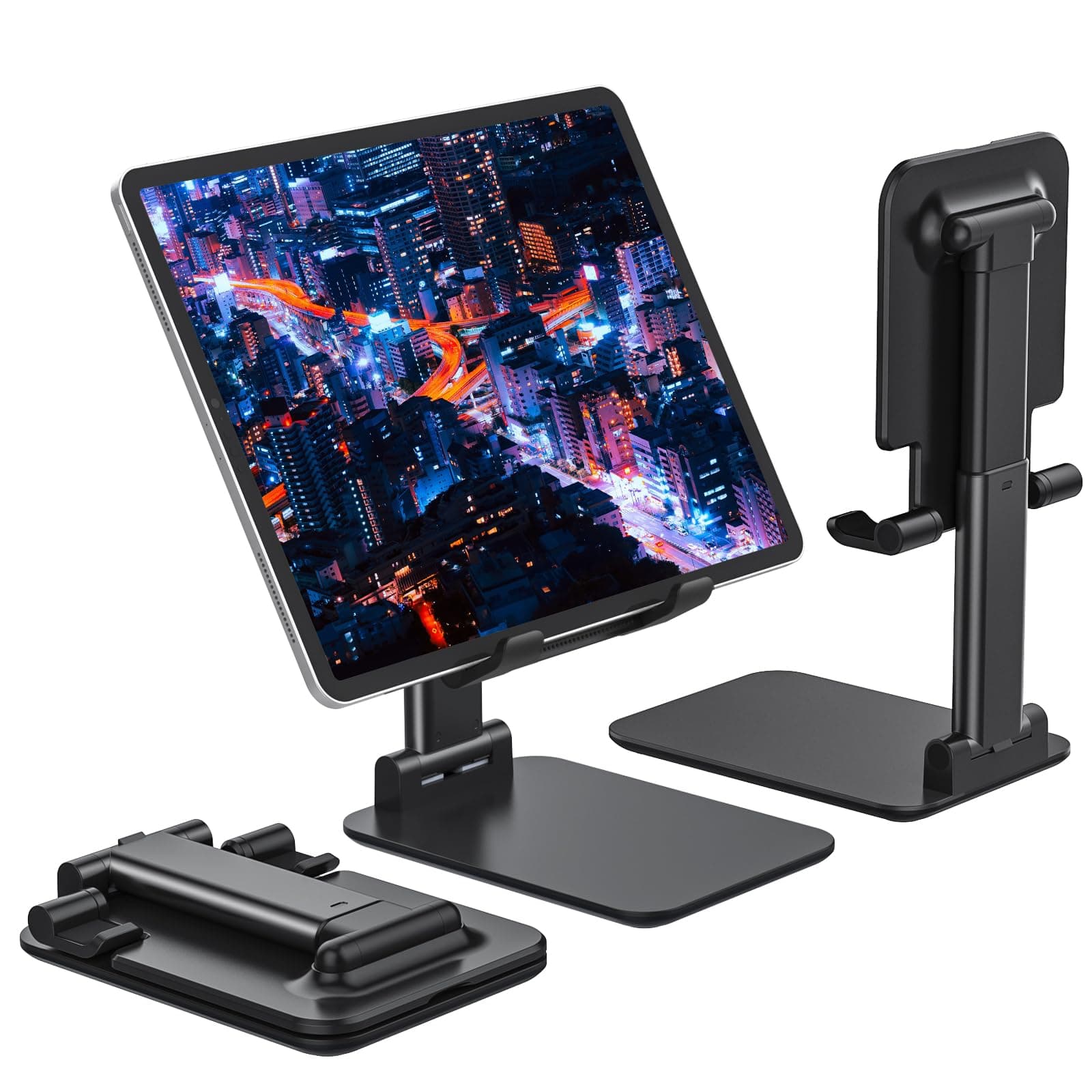 Foldable & Adjustable Tablet Stand, Compact Extendable iPad Stand for Desk, Desktop Tablet Holder Compatible with Phones,iPad Pro/Air/Mini, Samsung Galaxy Tab, Surface Pro, Kindle(7-13’’)