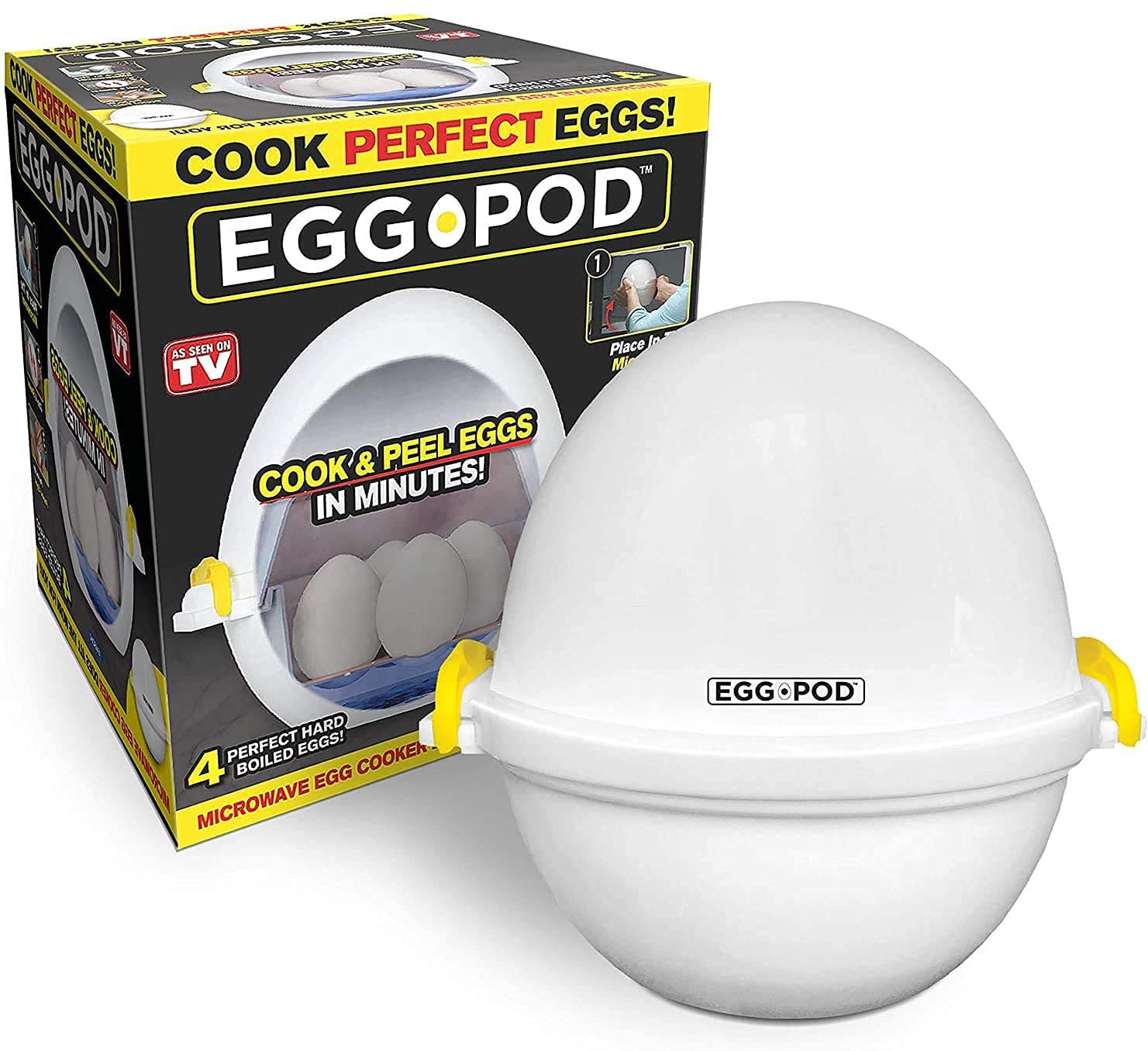 Emson Eggpod by Egg Cooker Wireless Microwave Hardboiled Egg Maker, Cooker, Egg Boiler & Steamer, 4 Perfectly-Cooked Hard boiled Eggs in Under 9 minutes As Seen On TV