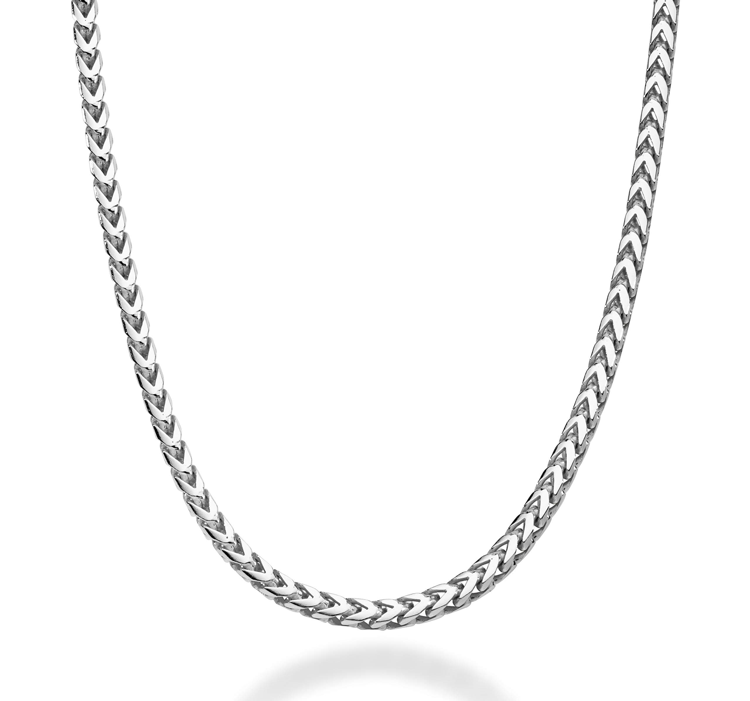 Solid 925 Sterling Silver Italian 2.5mm Franco Square Box Link Chain Necklace for Men, Made in Italy