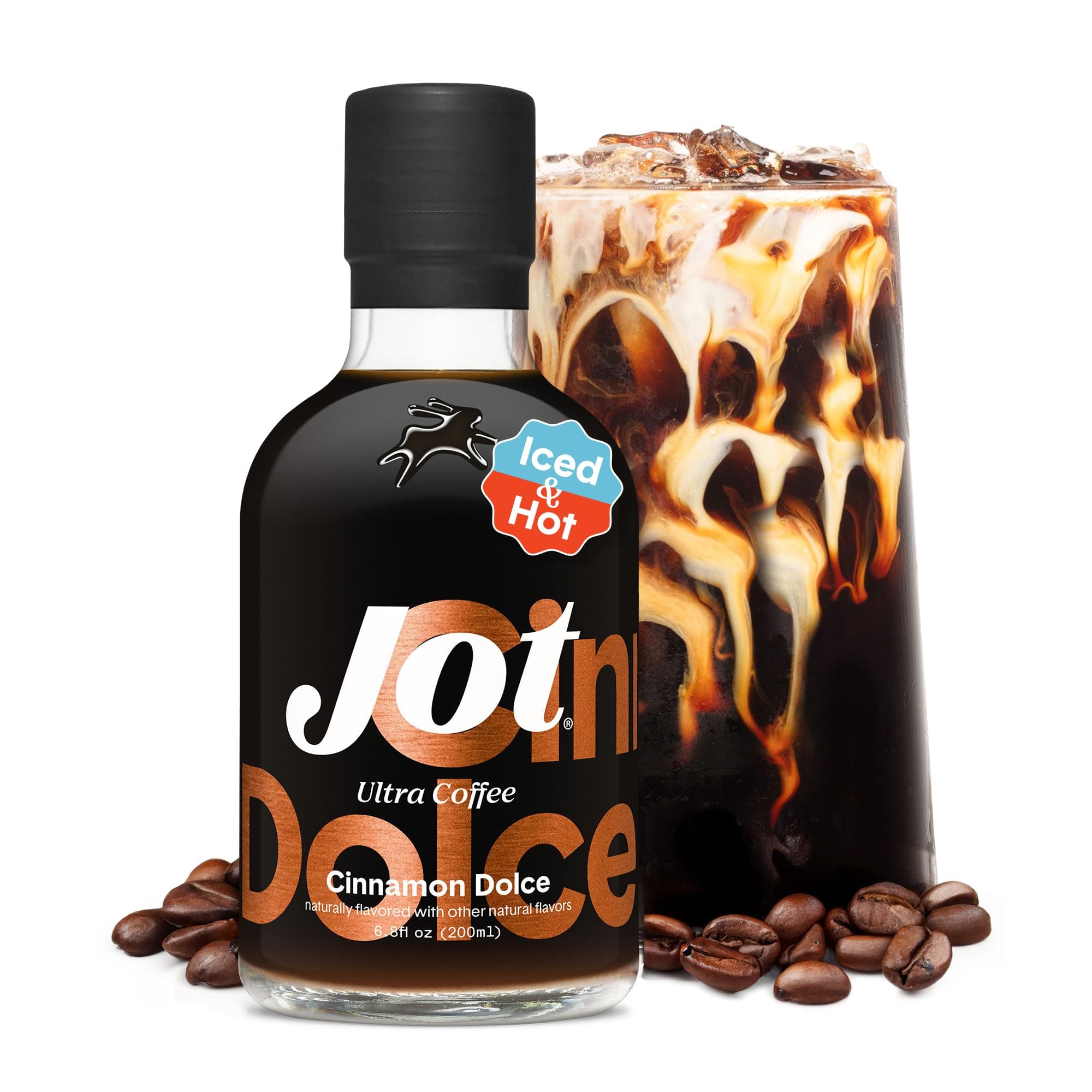 Jot Coffee Concentrate (Cinnamon Dolce) High Caffeine Cold Brew Coffee Concentrate Liquid for Iced Coffees, Instant Espresso, Hot or Cold Instant Coffees - Makes 14 Cups, 150mg Caffeine/Tbsp, No Sugar