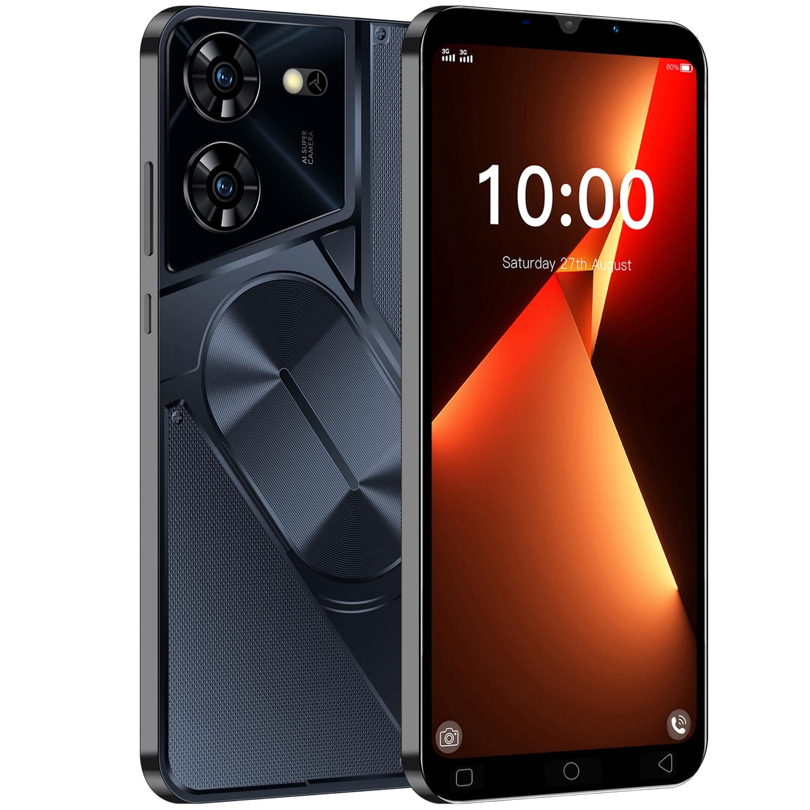 TryFirst Smartphone has 5.0inch HD Screen,Dual SIM Dual Camera, Quad Core, 16GB ROM【Expandable up to 128GB】, Support WiFi/Bluetooth/FM, Unlocked 3G Phones (Pova5Pro-Black)