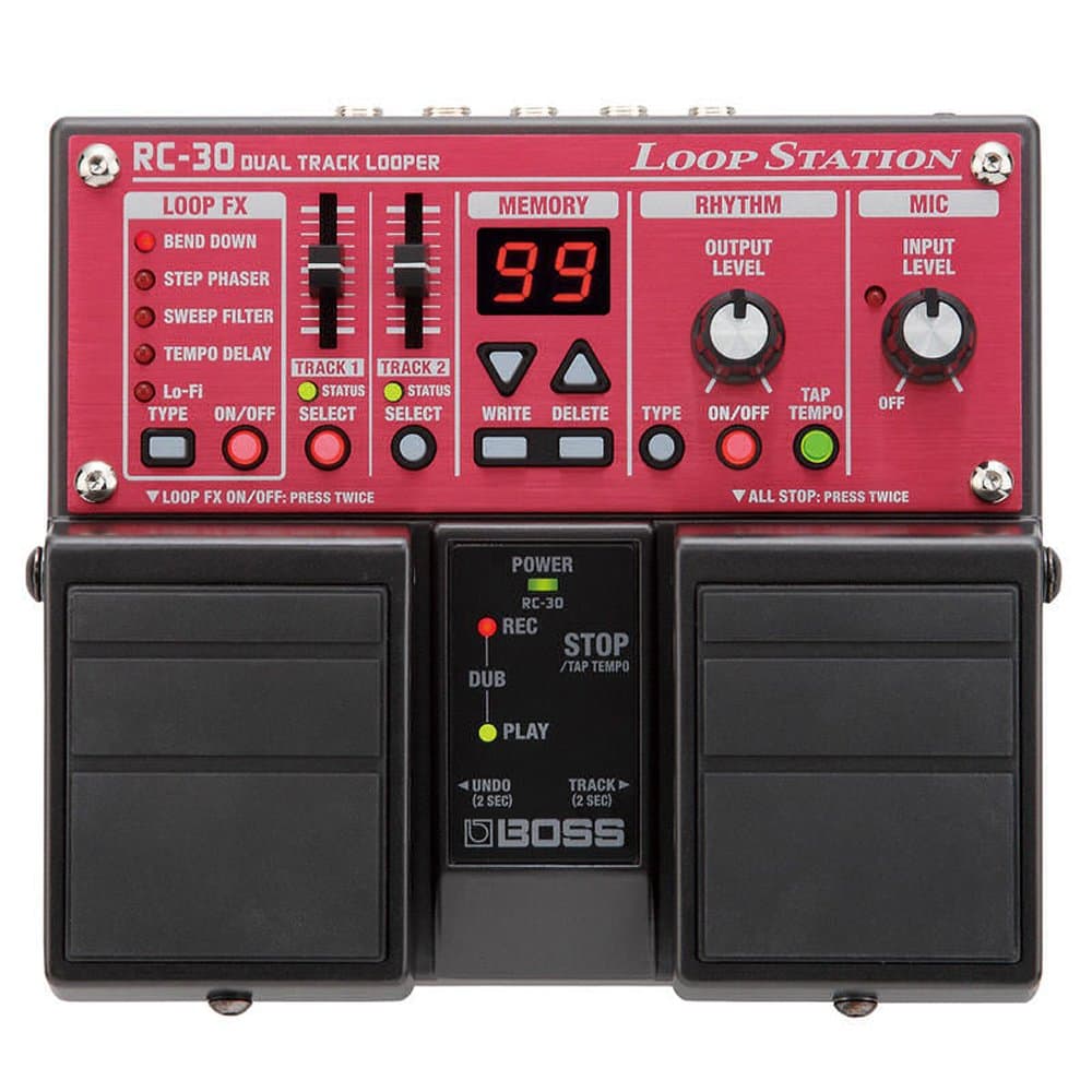BOSS RC-30 Loop Station Twin Guitar Pedal, Red