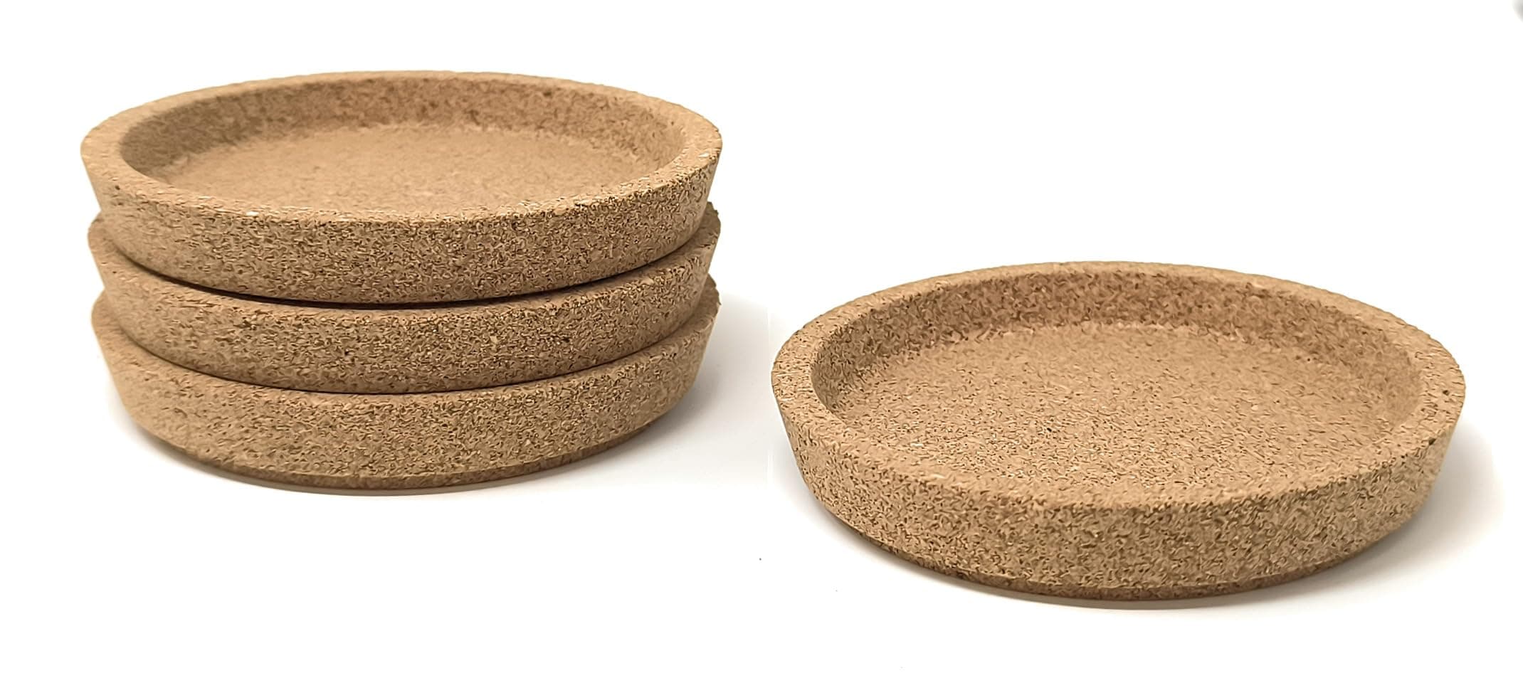 365+ Cork Coasters with Deep Groove Insert 4 (10cm), Protect Tabletop Surface, Great Hack Jewelry Dish (4, 4 Diameter)