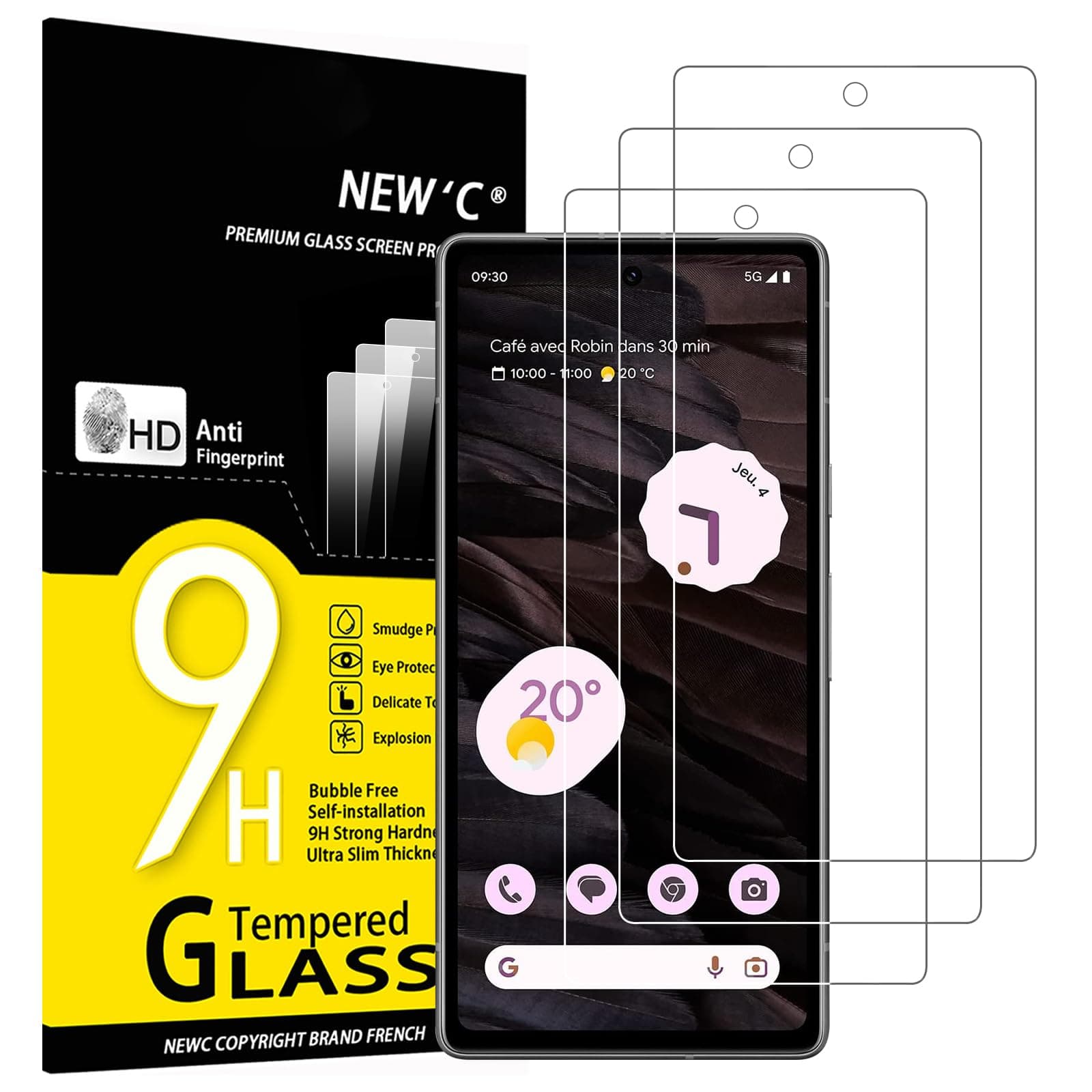 3 Pack Designed for Google Pixel 7a Screen Protector Tempered Glass, Bubble Free, Ultra Resistant
