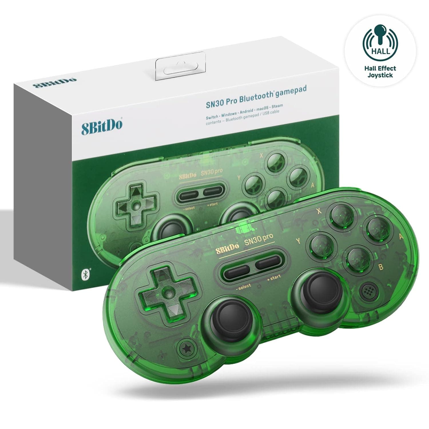 8Bitdo SN30 Pro Switch Wireless Bluetooth Game Controller Gamepad (Hall Effect Joystick Update) for Switch Steam Mac PC Android Windows MacOS (Green)