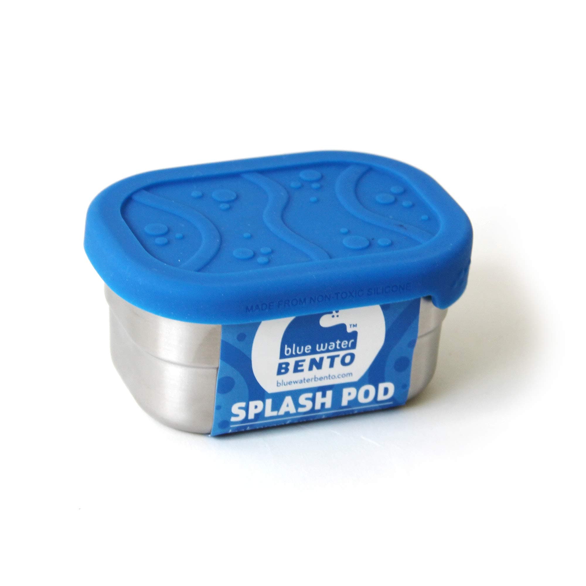 Splash Pod – 8 oz Leak‑Proof Stainless Steel Snack Container with Seaweed-Embossed Silicone Lid – Plastic‑Free, Non‑Toxic, Nesting, Dishwasher & Oven Safe