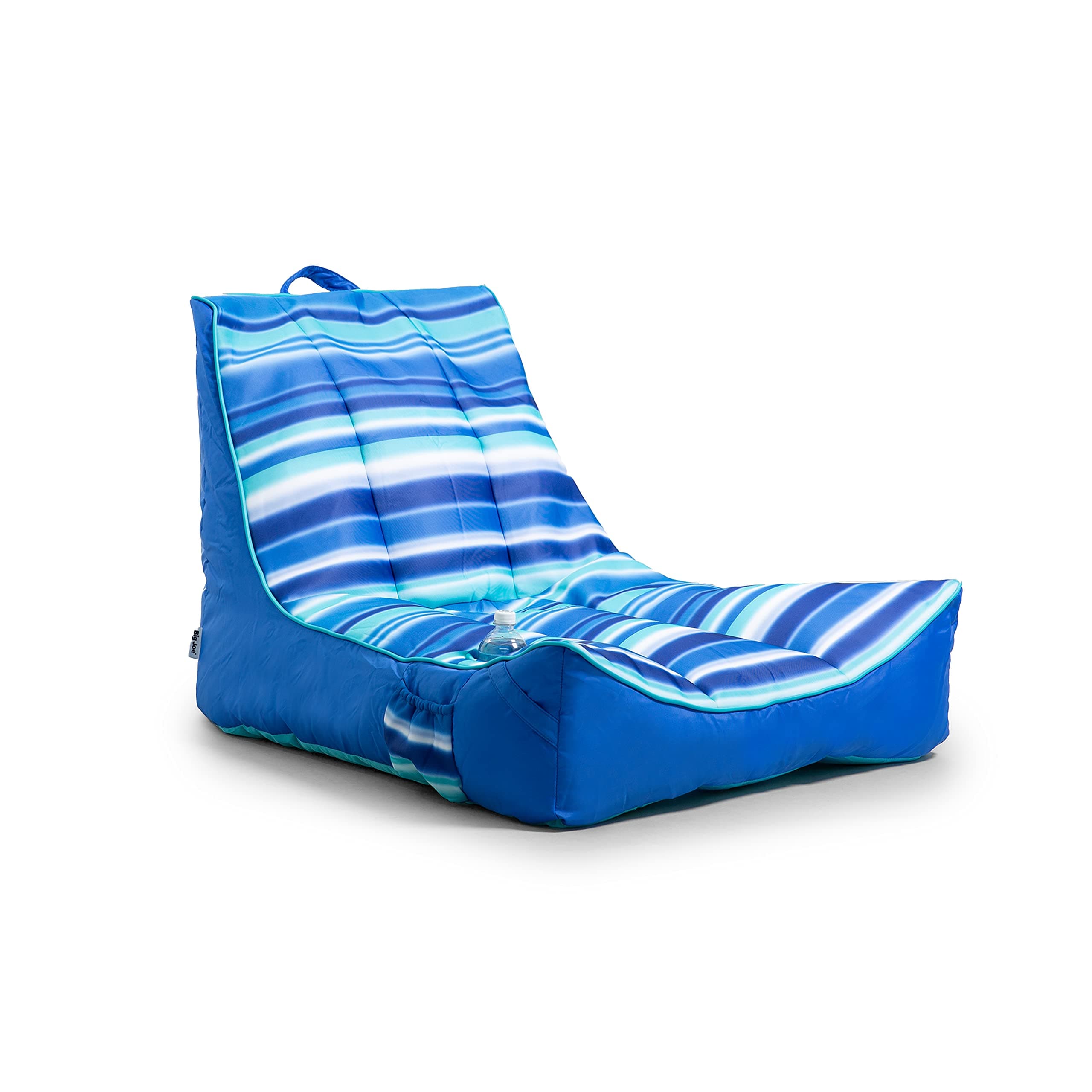 Captain's Float No Inflation Needed Pool Lounger with Drink Holder, Blurred Blue Double Sided Mesh, Quick Draining Fabric, 3 feet