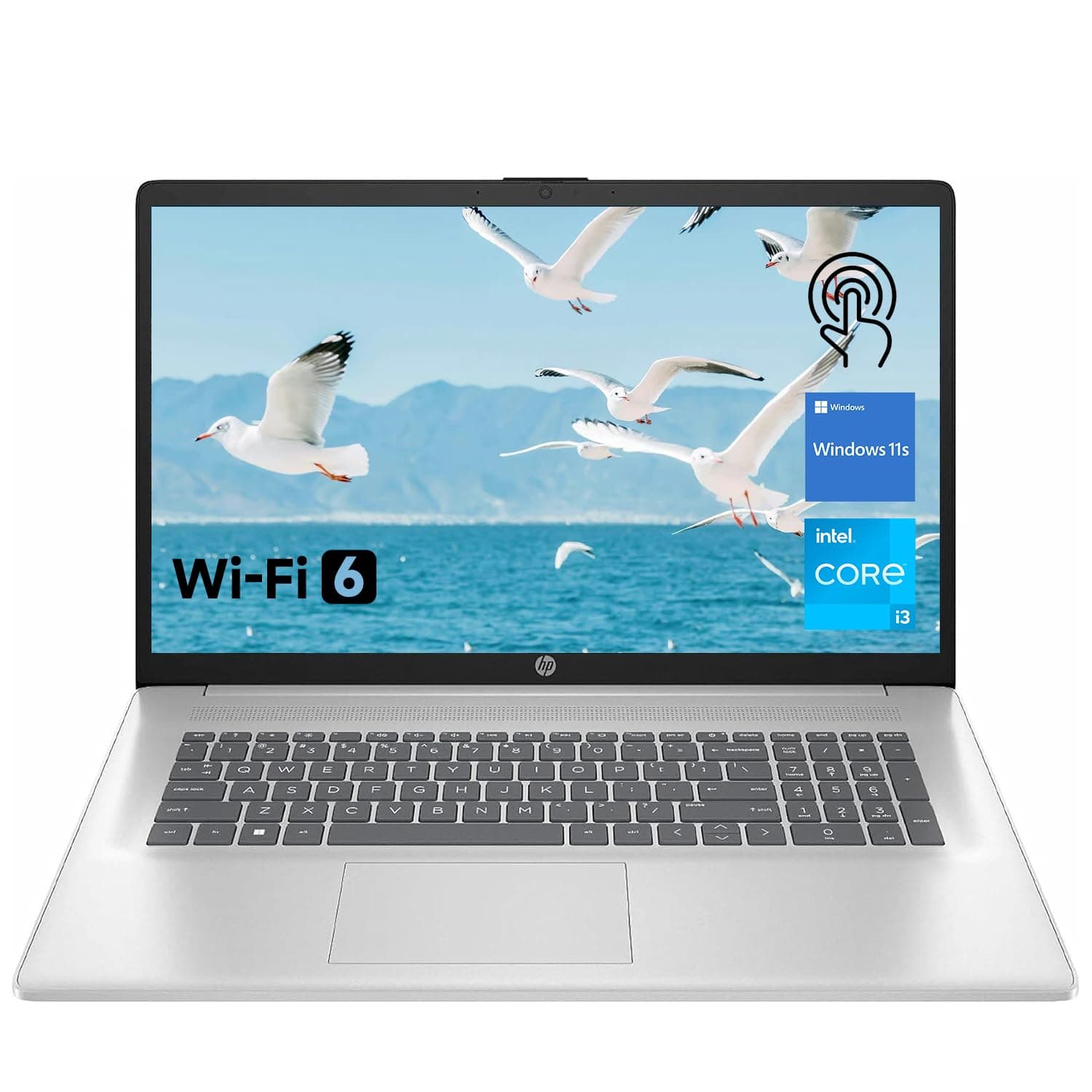 Premium 17.3" Touchscreen Laptop, 8-Cores Intel Core i3-N305, 32GB RAM, 128GB eMMC + 1TB SSD, MS Copilot, Office 365 for The Web, Webcam w/Privacy Shutter, Wi-Fi 6, Windows 11, Silver