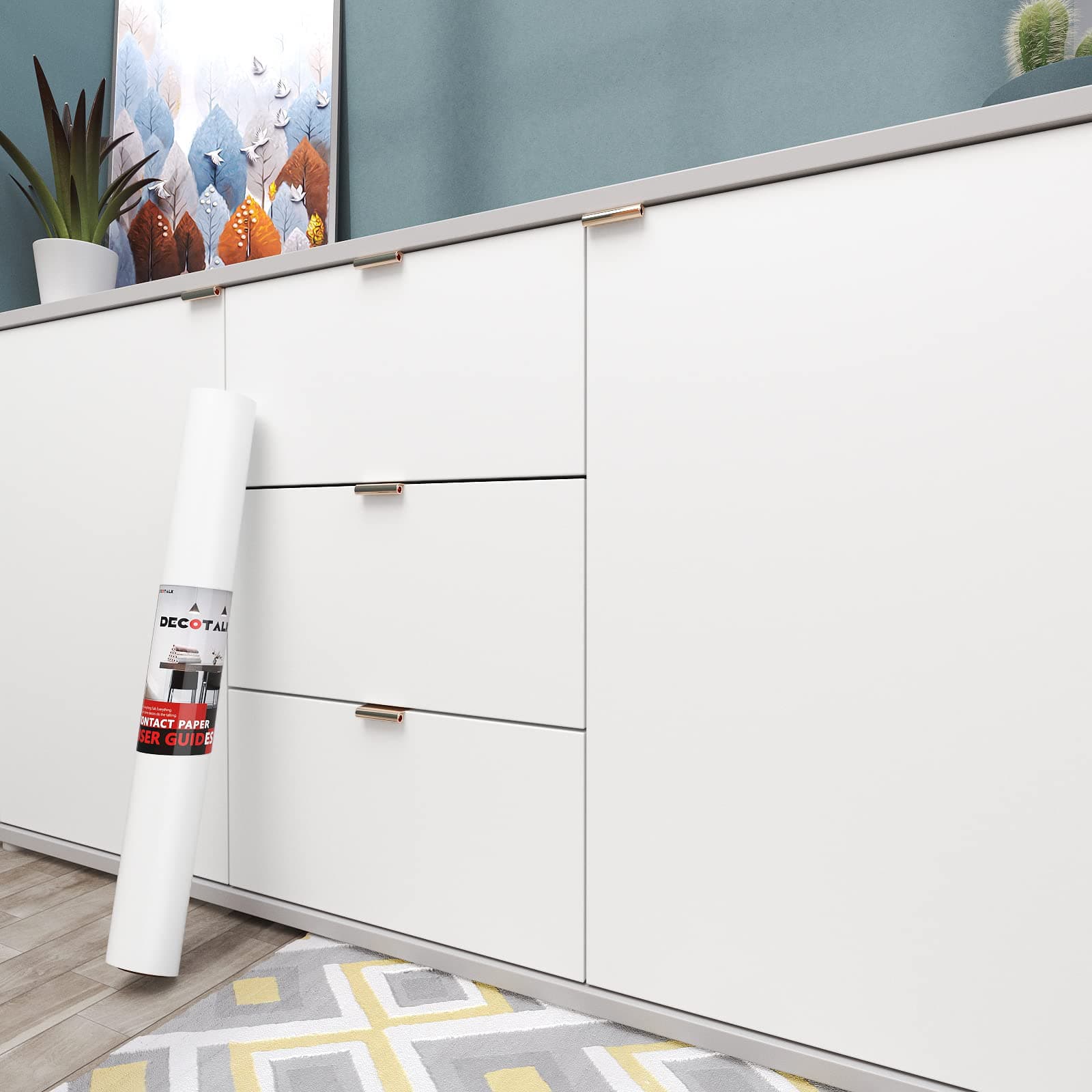 Decotalk Solid White Wallpaper Stick and Peel for Walls 12 x 120 inch Thick Self Adhesive Wallpaper Removable White Contact Paper Matte for Bedroom Living Room Nursery Furniture Cabinets Classroom