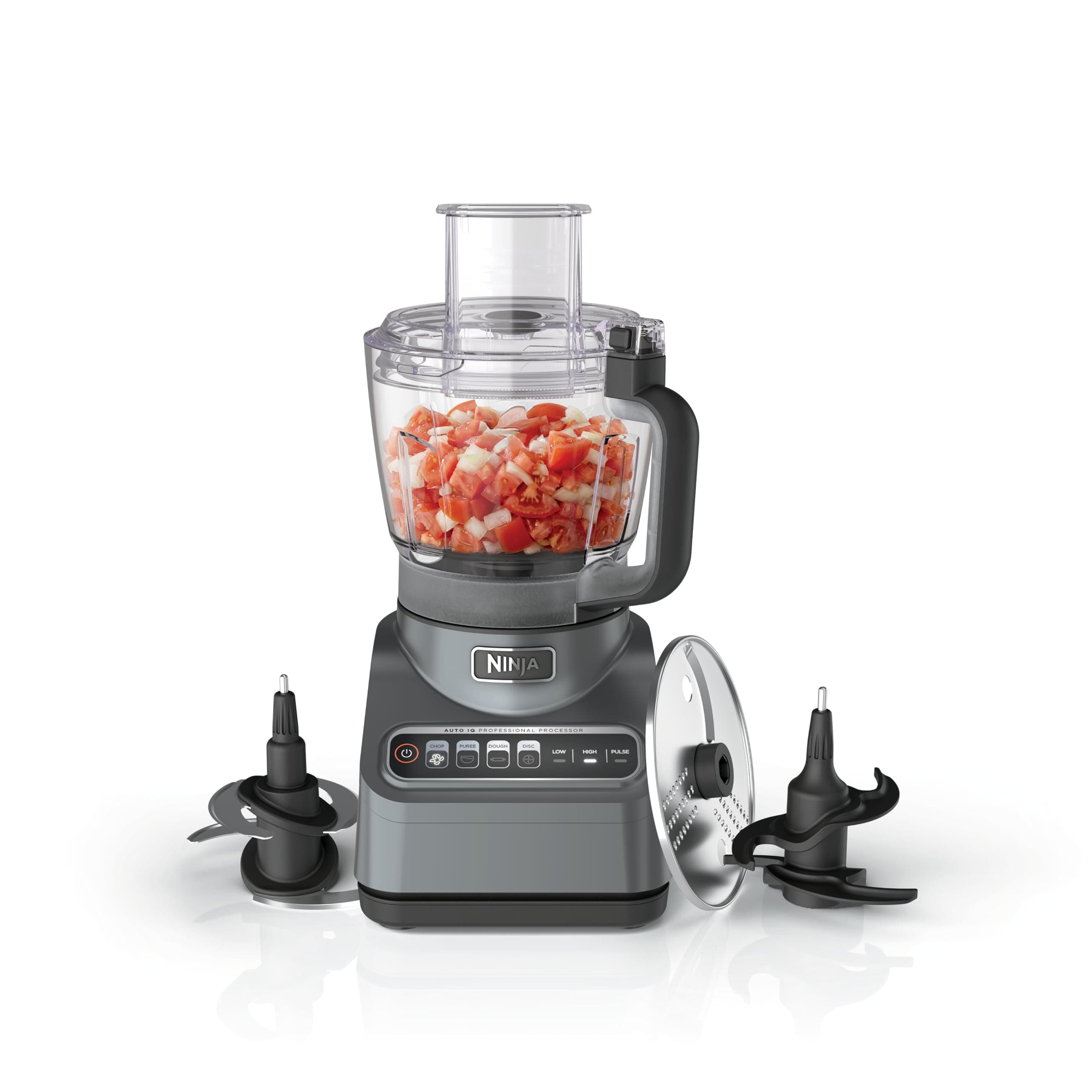 Food Processor, Professional Plus, 1000 Peak Watts, 4 Functions for Chopping, Slicing, Purees & Dough with 9-Cup Processor Bowl, 3 Blades, Food Chute & Pusher, Silver, BN601