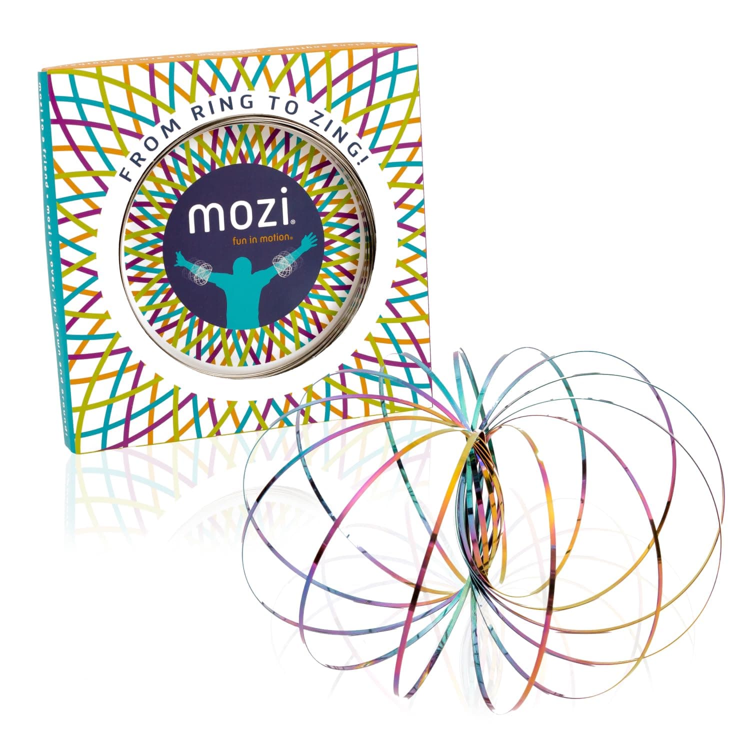Mozi Geometric Magic Flow Ring - Easy to Use - 3D Arm Spinner Bracelet Toy for Kids and Adults (Iridescent)