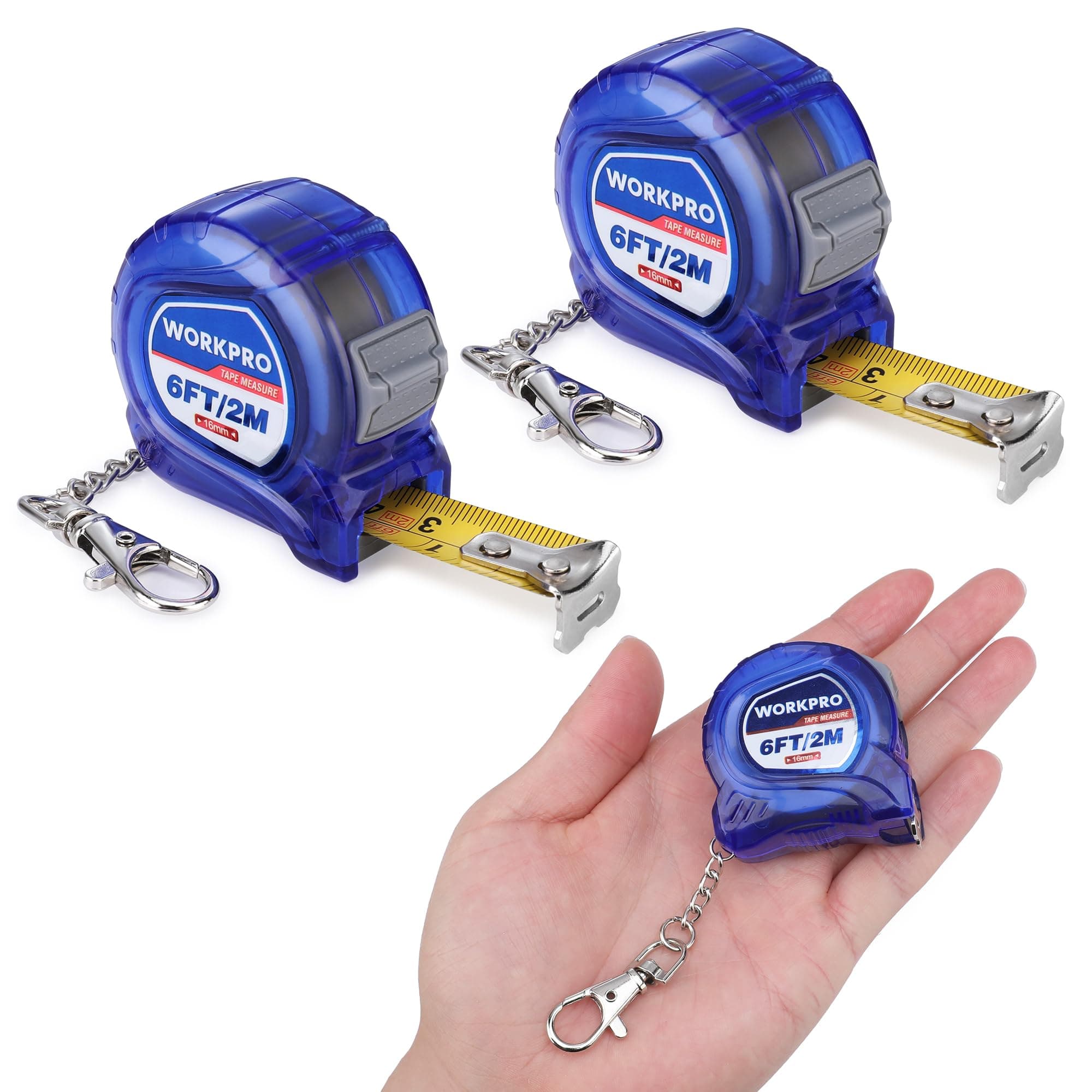 Mini Tape Measure, 2 Pcs 6FT Retractable Easy Reading Keychain Tape Measurement, Inch/Metric Scale Pocket Size Small Tape Measure for Engineer, Portable, ABS Protective Casing, Blue