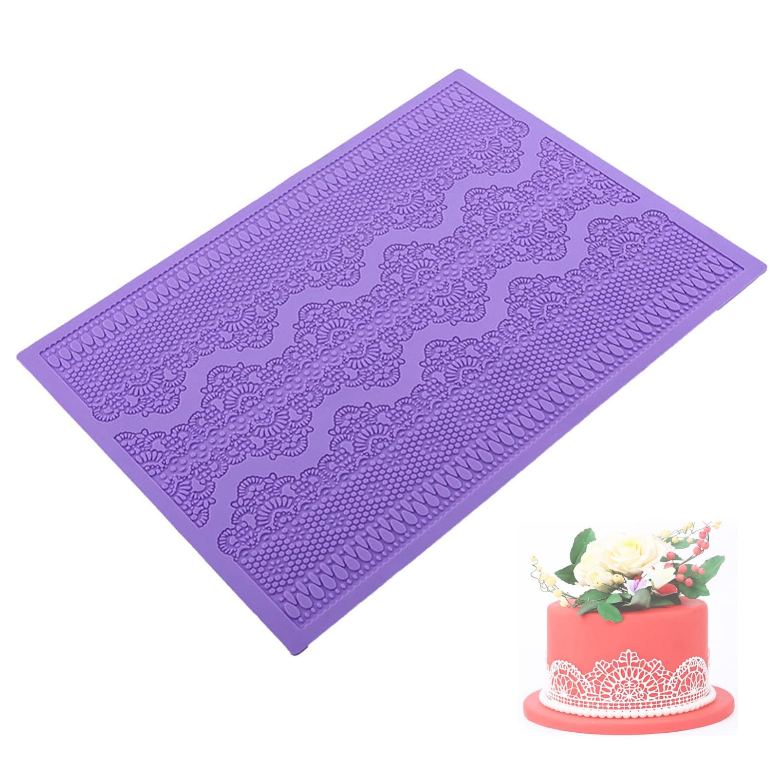Silicone Lace Vines Scrolls Cake Decorating Tools Embossing Fondant Mold Cupcake Mat 15.1 x 11.2 inches
