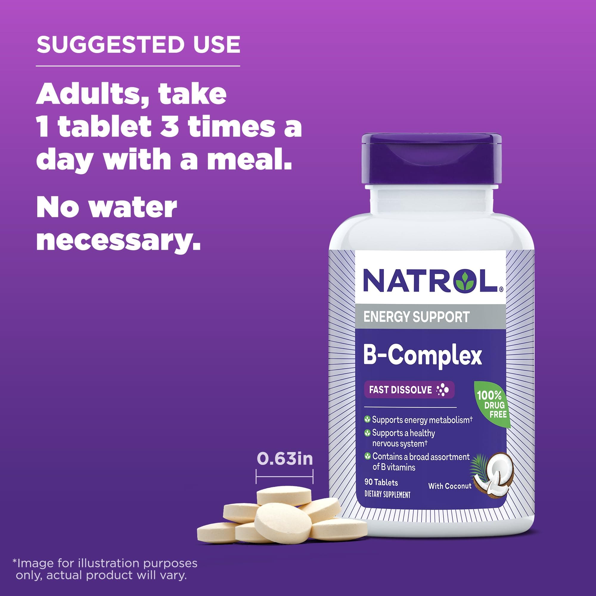 Natrol B Complex Fast Dissolve Tablets Coconut Flavor Count 90