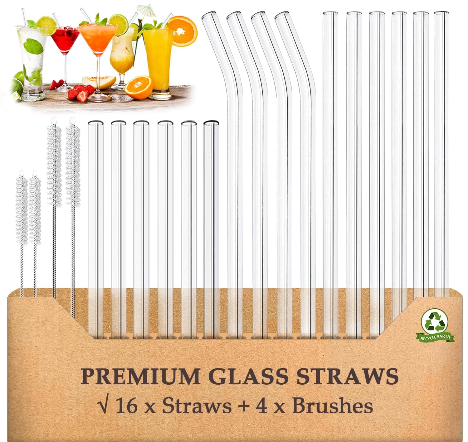Glass Straws Drinking Reusable 20 Pack