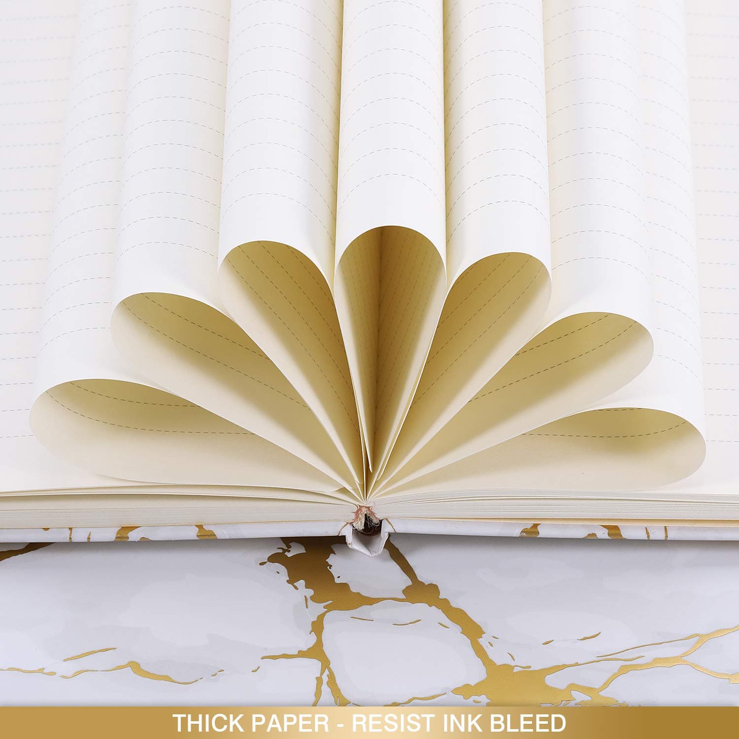 Ruled Notebook/Journal - Hardcover Lined Notebook with Premium Thick Paper, College Lined Journal, 5.8"×8.4", Gold & White Marble Pattern, Perfect for Office Home School Business Writing & Note Taking