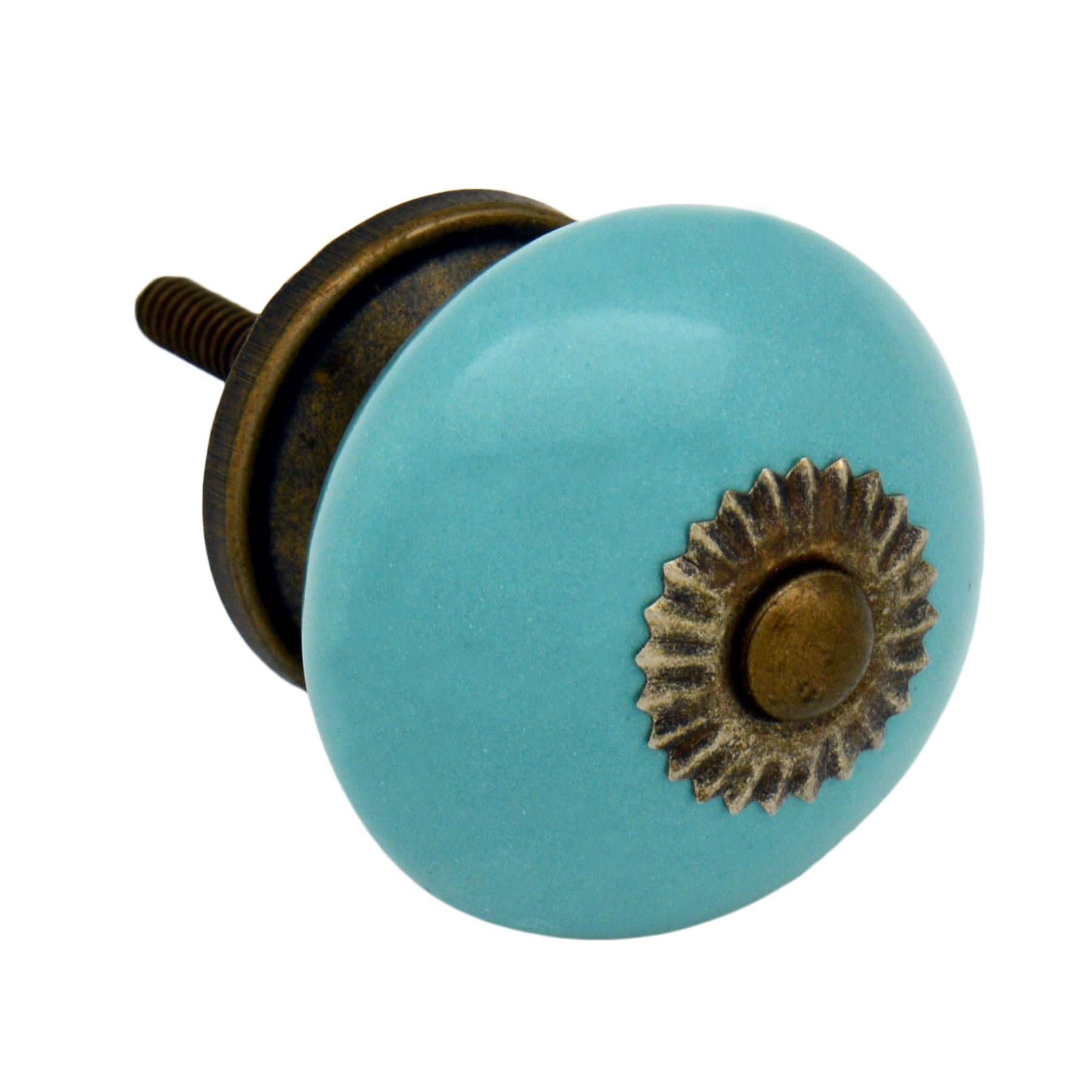 Nicola Spring Ceramic Cupboard Drawer Handle Knob - Turquoise
