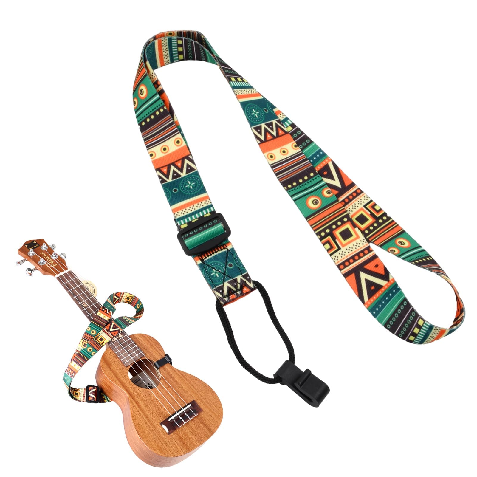 emperoch Colorful Ukulele Strap, Ethnic Guitar Strap, Adjustable Ukulele Strap, Universal Ukulele Shoulder Strap, Ukulele Performance Accessories