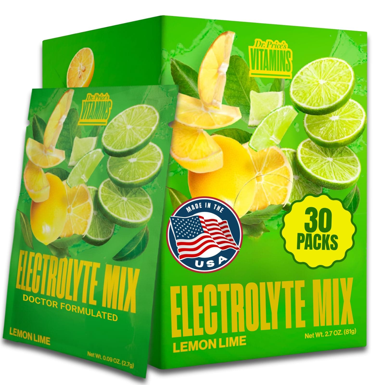 Electrolyte Mix: Super Hydration Formula + Trace Minerals | Lemon-Lime Flavor (30 powder packets) Drink Mix | Dr. Price's Vitamins by Dr. Price's Vitamins