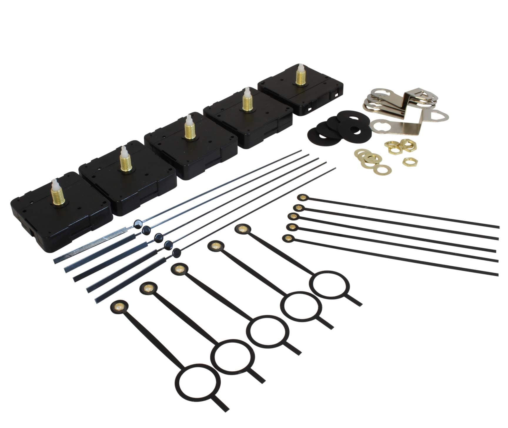 Bjerg Instruments5 Pack Bulk Clock Parts with Replacement Movement Mechanism and Hands for 14 to 16 inch Clock (Circular)