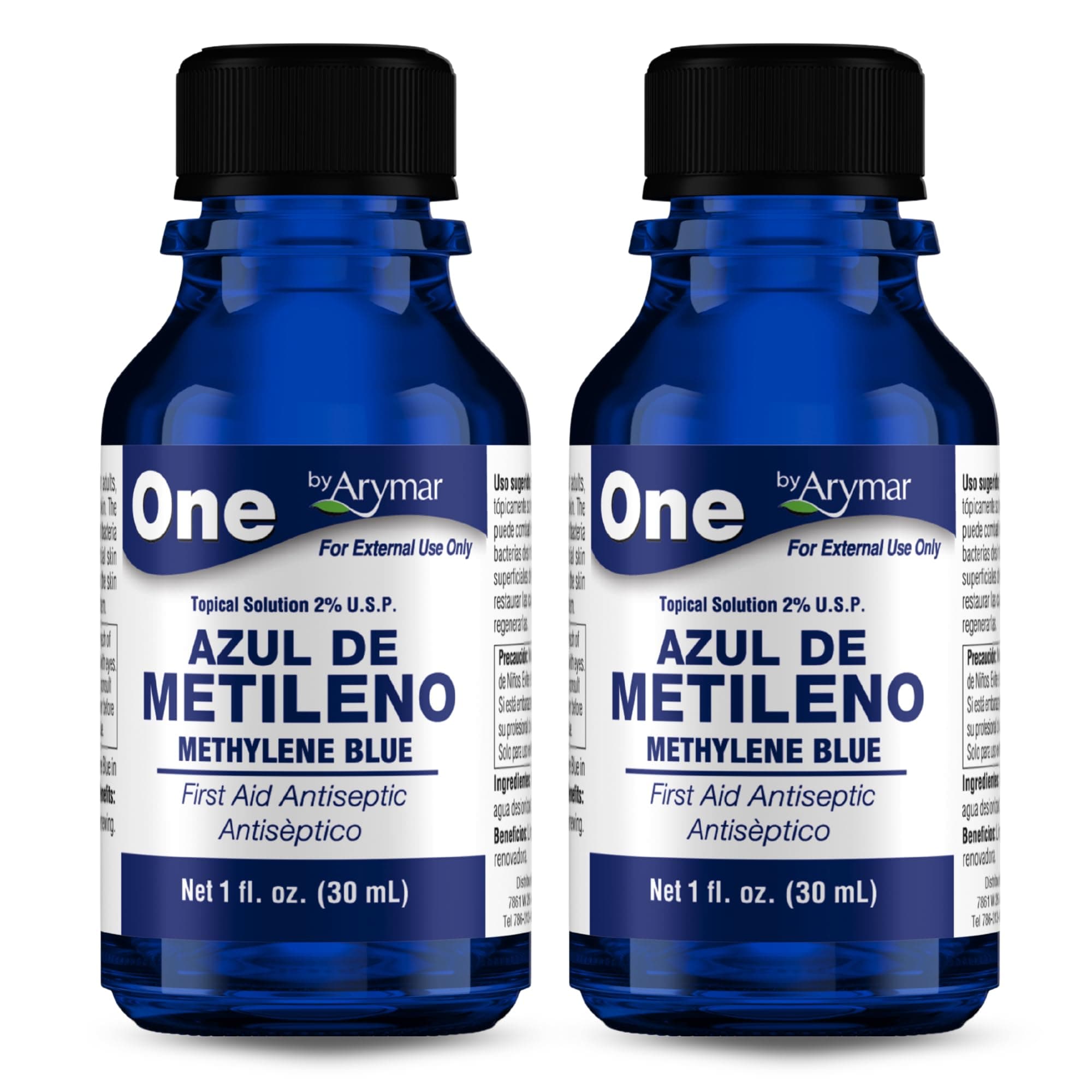 Arymar Methylene Blue Antiseptic Solution 1 oz, Topical Antiseptic for Minor Cuts and Scrapes Pack of 2