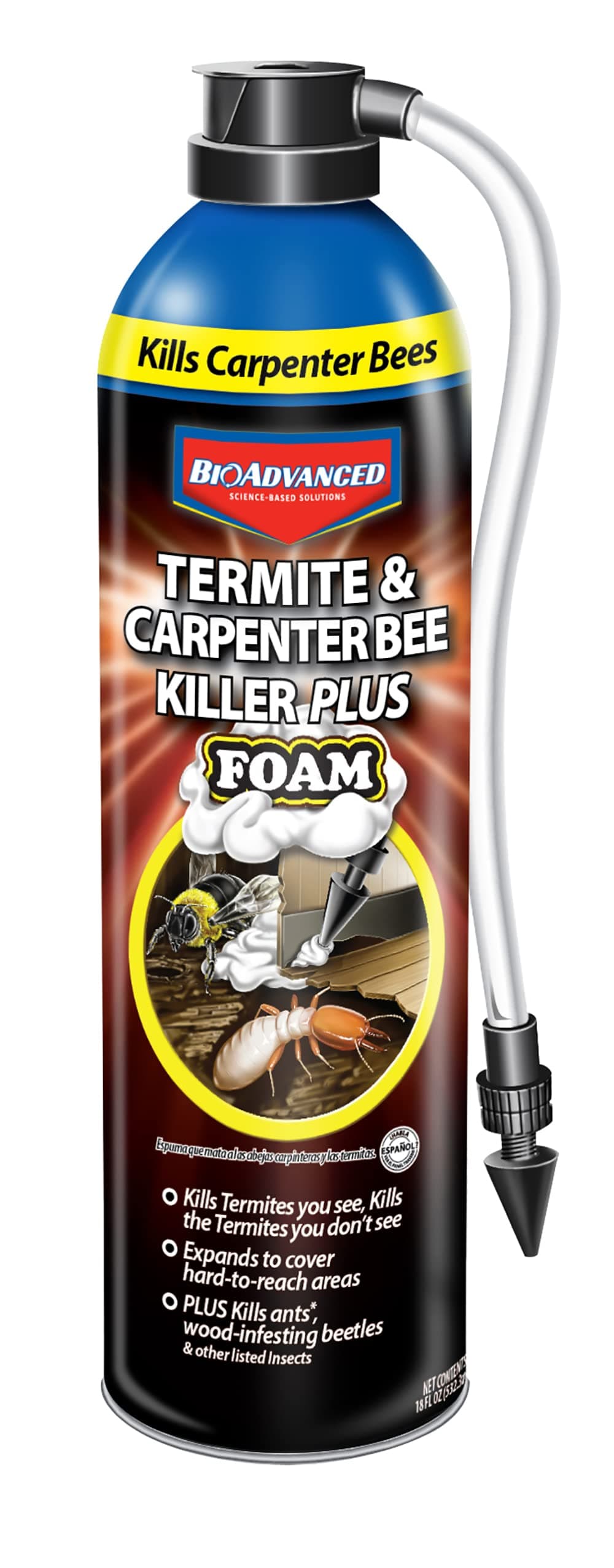 BioAdvanced Termite and Carpenter Bee Killer Plus, Foam, 18 oz, Termite Spray