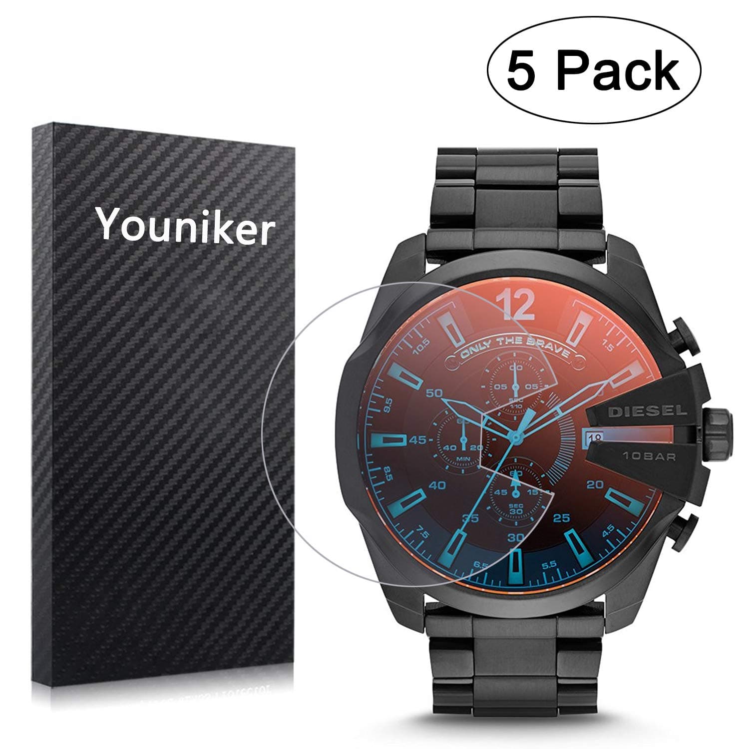 Youniker 5 Pack Compatible with Diesel Screen Protector Foils for Diesel Men's DZ4318 Crystal Clear HD Anti-Scratch Anti-Fingerprint No Bubble Film