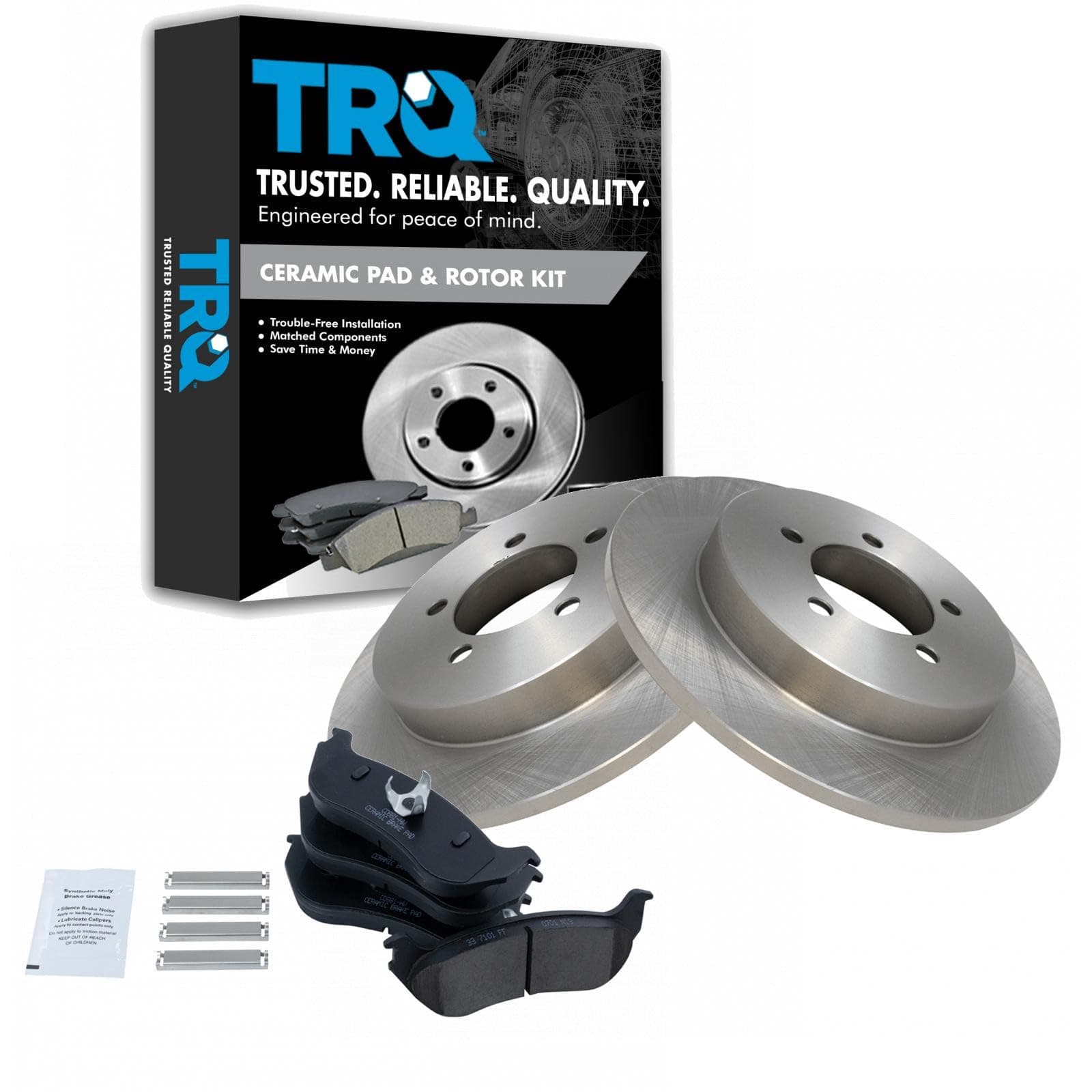 TRQ Rear Brake Pad and Rotor Set Ceramic Compatible with 2002-2005 Ford Explorer 2002-2005 Mercury Mountaineer