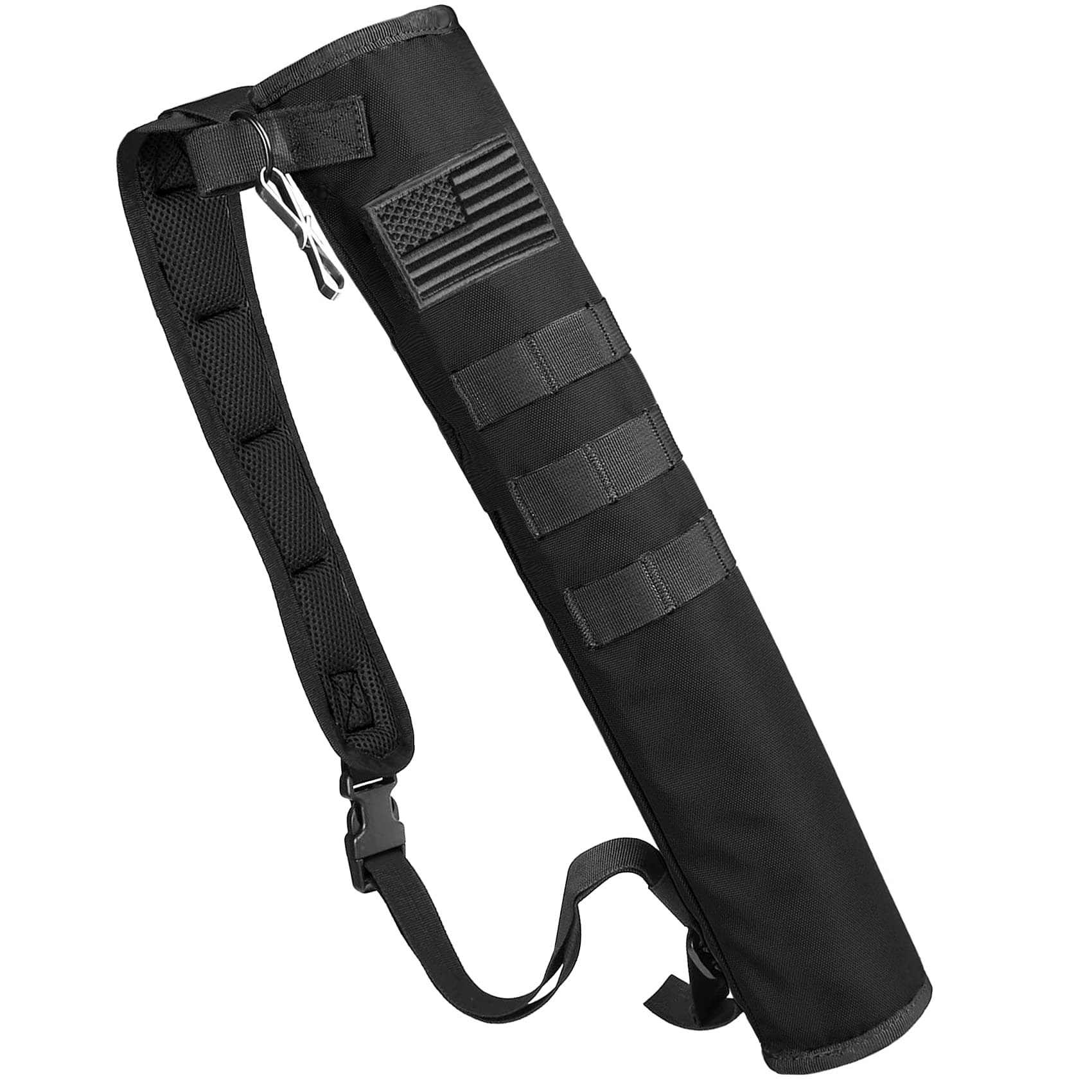 KRATARC Archery Lightweight Back Arrow Quiver Dual Use Foldable Compact Hip Arrows Bag with Molle System Hanged for Target Shooting (Black- Diameter 3.5'')