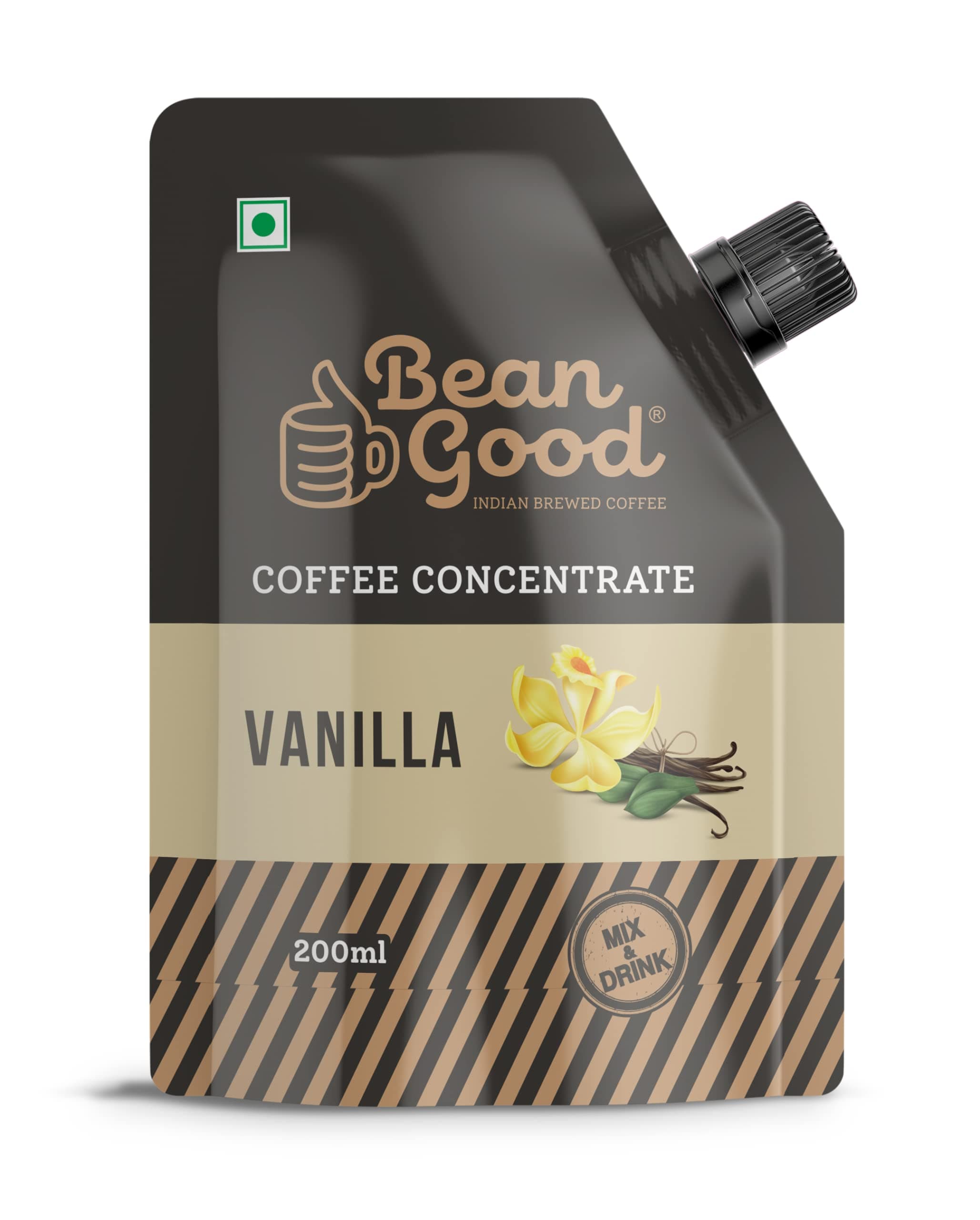 Bean Good Cold Coffee Concentrate - Vanilla Flavour- Serves 15 Cups – 200ml -100% Pure Coffee - Just Add Cold Milk/Sugar