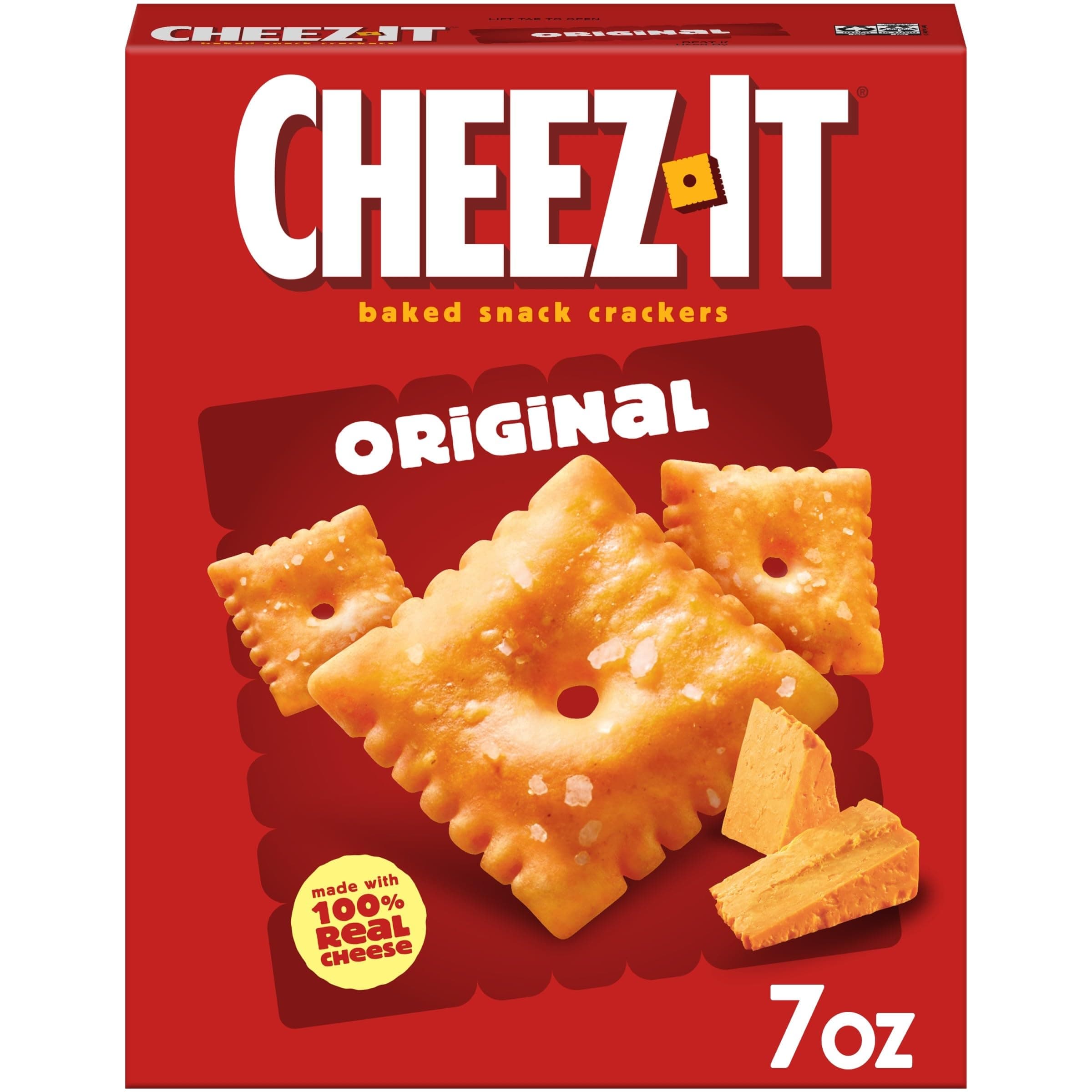 Cheese Crackers, Baked Snack Crackers, Lunch Snacks, Original, 7oz Box (1 Box)