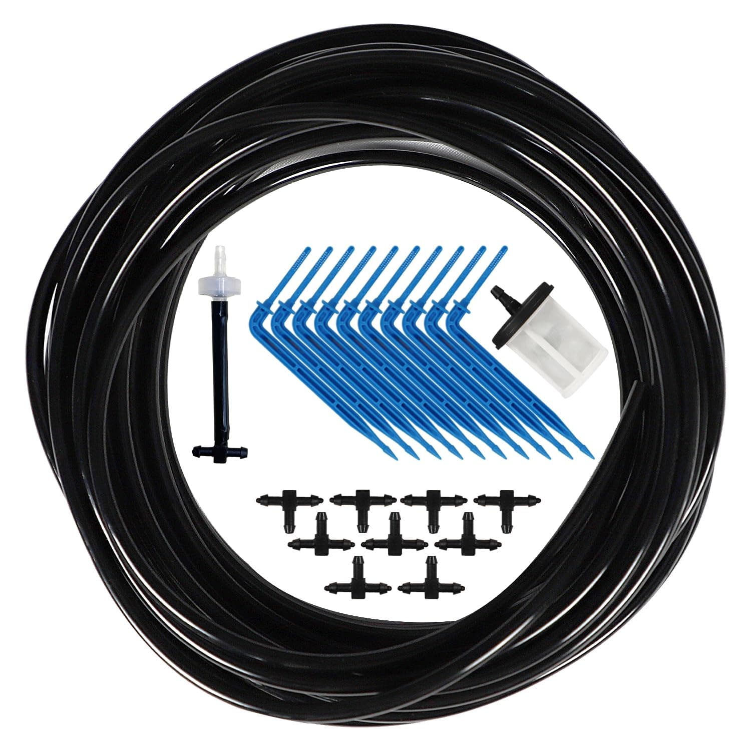 JIYANG Solar Automatic Drip Irrigation Kit System, Solar Powered Auto Easy DIY Watering Device Supported Pots Plants, 6-12 Timing Modes With Anti-Siphoning Device (Expansion Kit/Extra Accessories Kit)