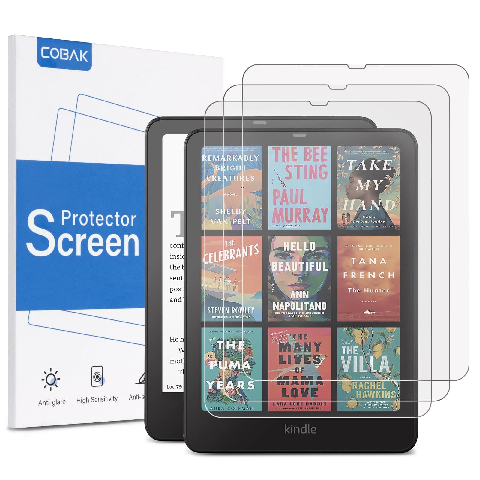 CoBak 3 Pack Anti-Glare Matte Screen Protector for 7" Kindle Paperwhite 12th Gen 2024 & Colorsoft Signature Edition,for Kobo Aura 2 - High Clarity, Fingerprint Resistant - Fine-Grit Texture PET Film