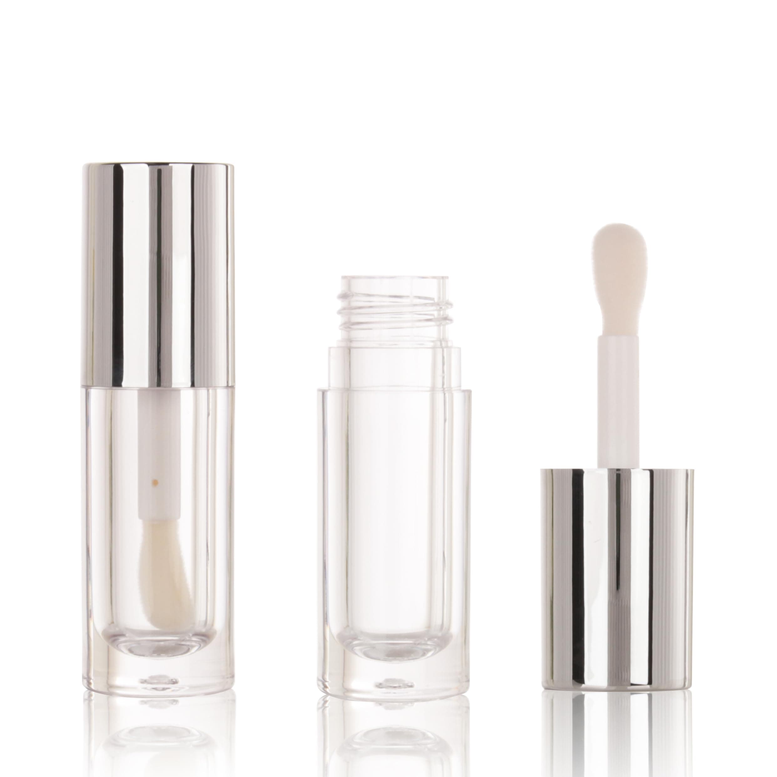 COSIDEA 50pcs Empty Round Silver 6ml big doe foot wand lip gloss tubes for DIY lipgloss lipgloss tube containers with thick wands, Silver